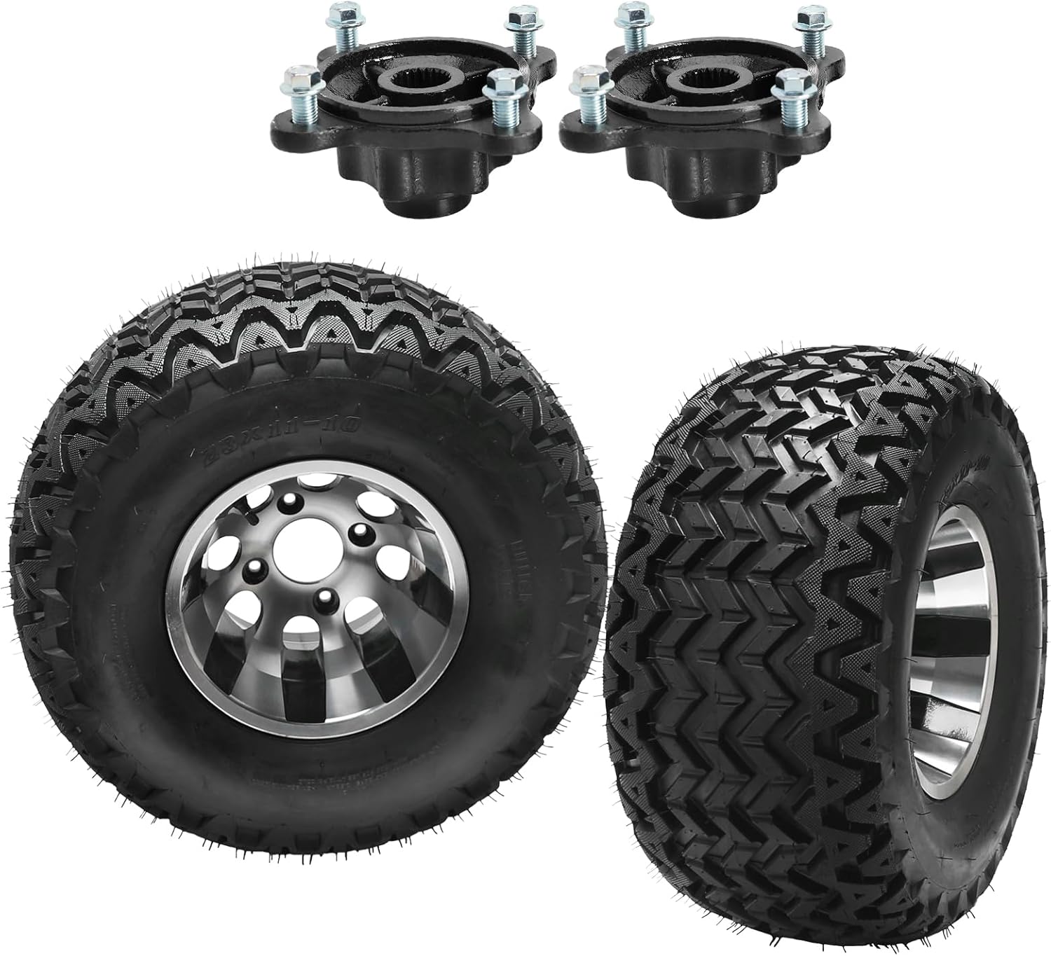 23x11-10 Tires and Rims 23x11x10 10" ATV Tire and Wheel Assembly 4 Bolts & 23T 4 Stud Rear Axle Wheel Hubs for ATV UTV Go Kart Garden Tractor Lawn Mower Quad Bike Golf Cart Snowblower
