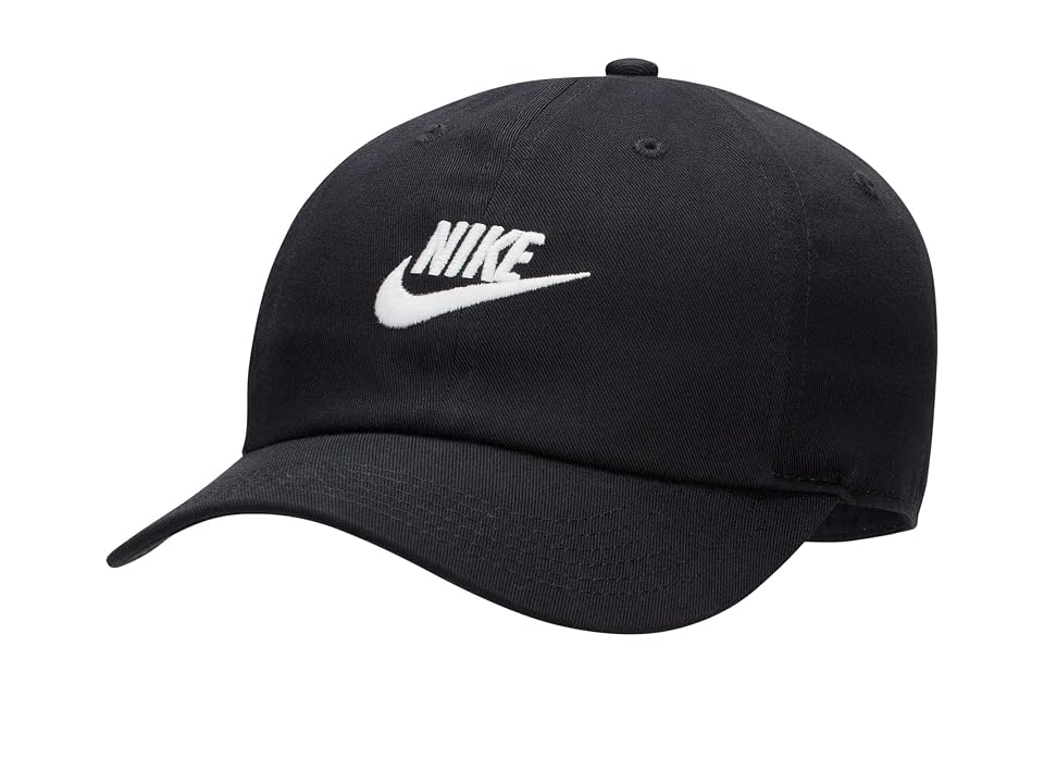 Nike Kids Club Unstructured Futura Wash Cap (Little Kid/Big Kid) Baseball Caps Black/White, Cotton