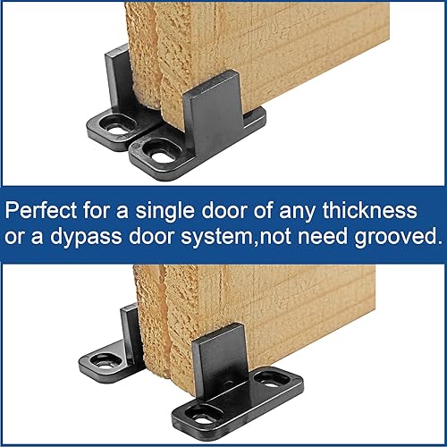 Miniatura 9 de Guías de piso de puerta corrediza de granero negras de plástico, accesorios de guía de puerta de derivación, paquete de 4