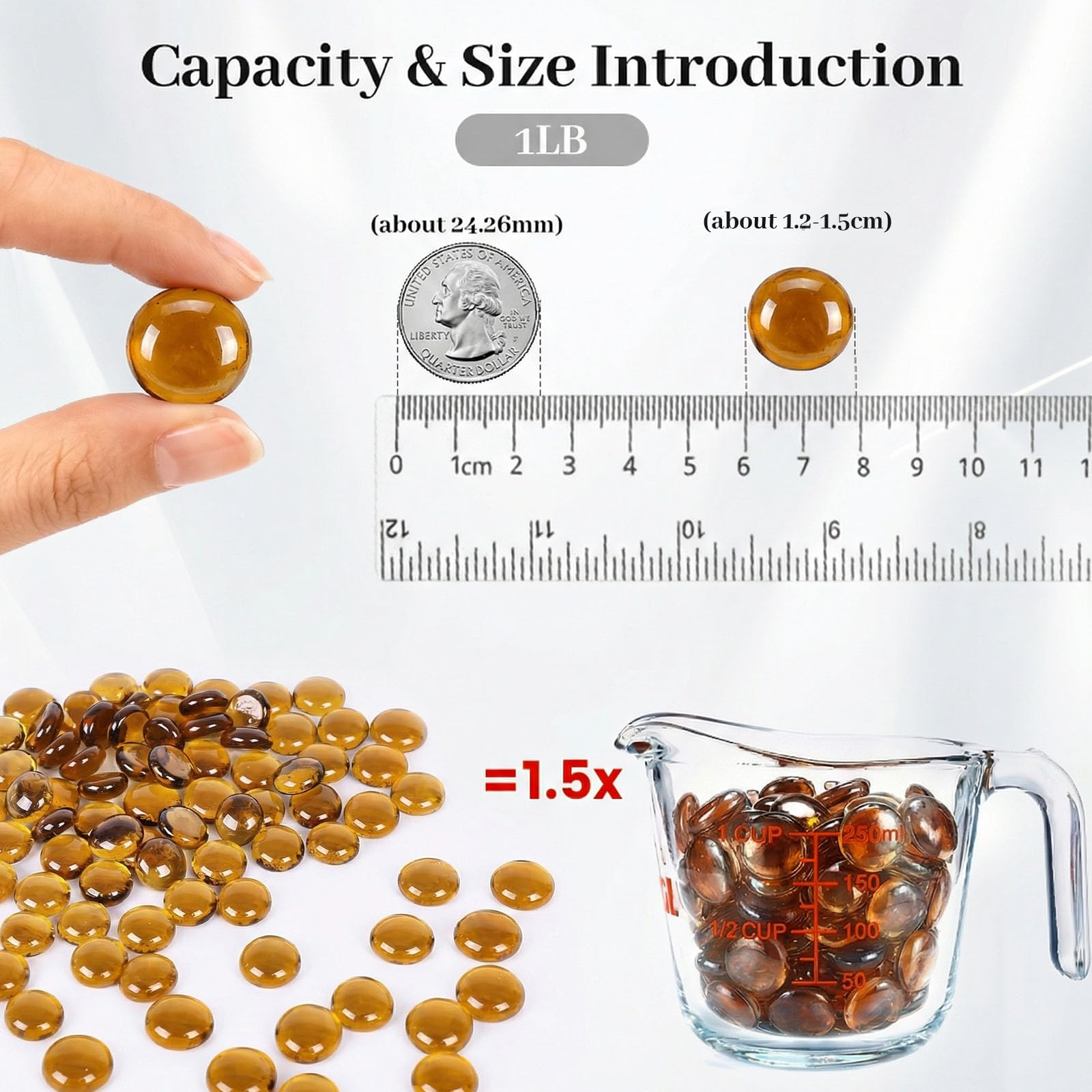 VGOODALL Perles de verre pour vases de 450 g, 160 à 180 galets en verre plats jaunes pour remplissage de vase, pierres décoratives pour décoration d'intérieur
