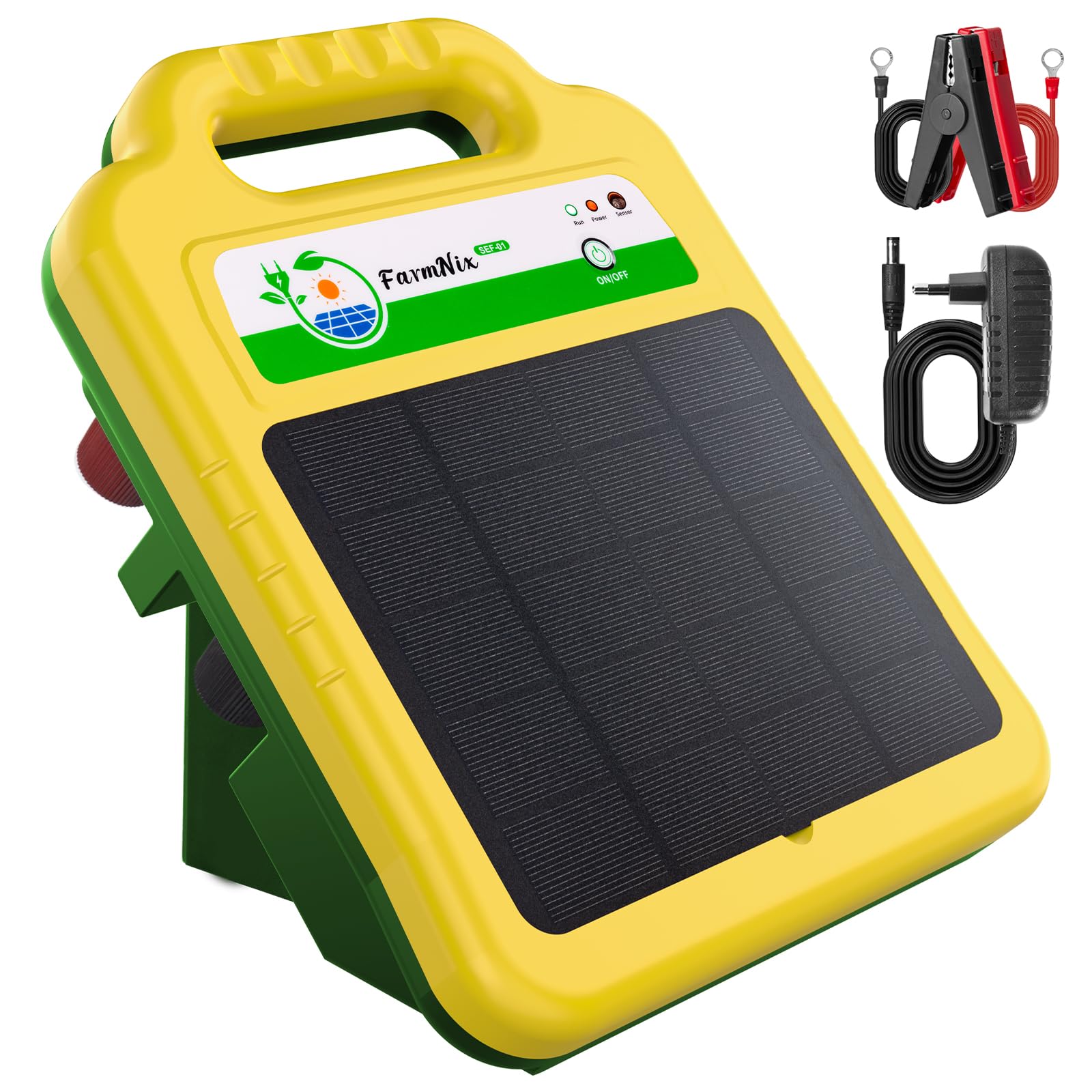 16KM Solar Pastor Electrico ,8KV pastor electrico Cerca eléctrica Controlador para caballos, 0.2J Cerca eléctrica Pastor para Cría de animales pastores, para Granja Pastar Jardín (Verde)