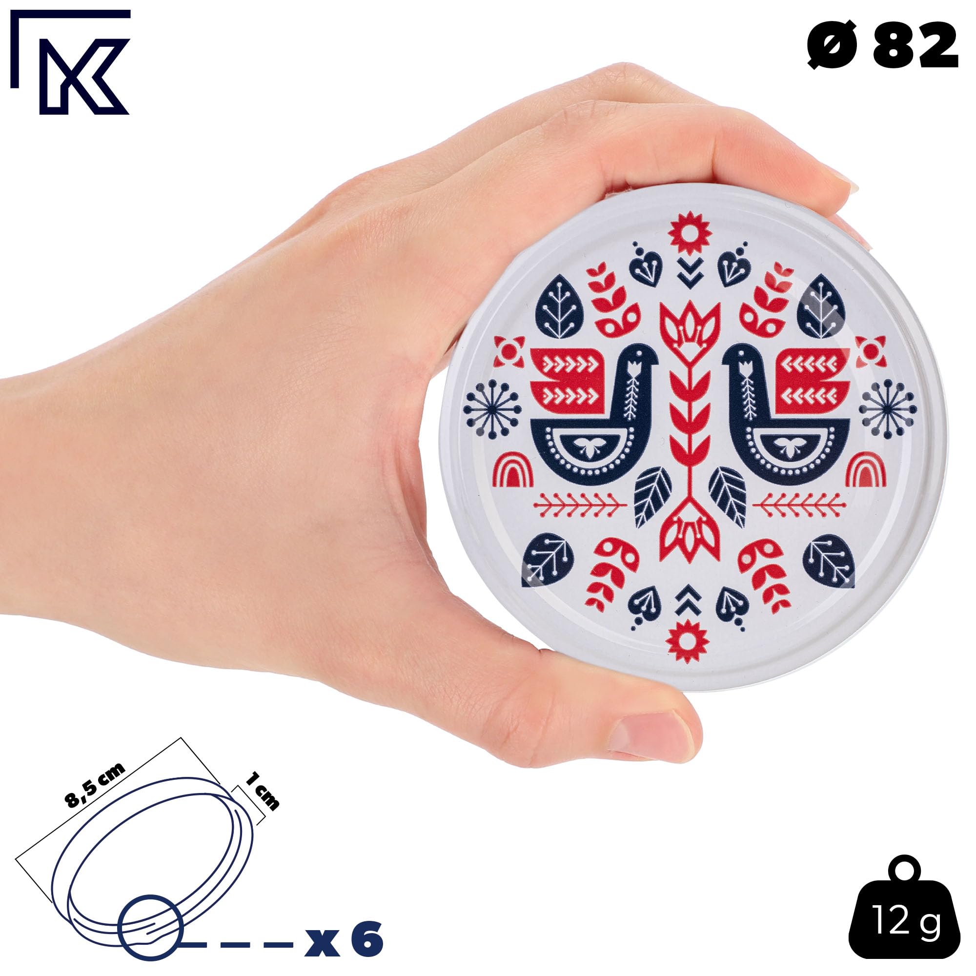 KADAX Juego de 10 tarros para mermelada de 250 ml con tapa de rosca Ø 82 mm en estilo folclórico I - hermético, apto para lavavajillas, ideal para mermelada, chutneys, verduras encurtidas, carne