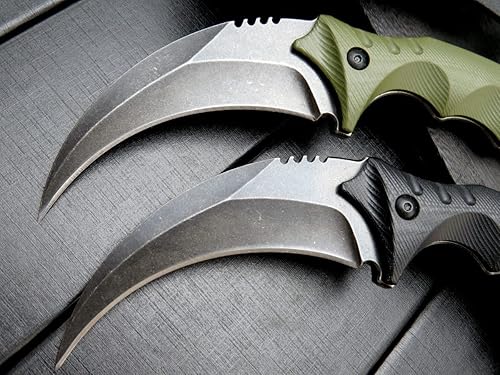 Miniatura 4 de Cuchillo de garra Gtk111, hoja de acero D2, mango antideslizante G10, funda Kydex, afilado, campamento al aire libre, caza, herramienta EDC (negro)