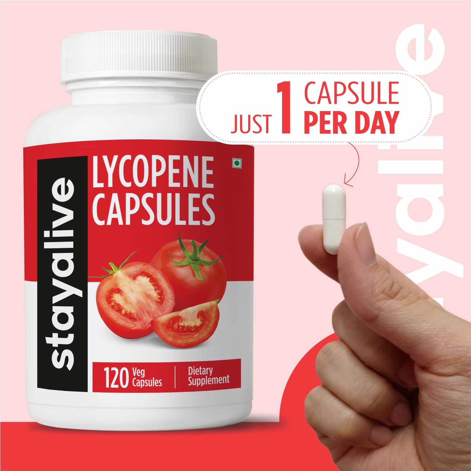 STAY ALIVE Lycopene Supplement for Men 60mg, Natural Tomato Extract Powder, 120 Capsules with 4 Months Supply, 100% Veg Lycopene Complex, Non-GMO and Gluten Free Carotenoid Supplement — Amazon image 7