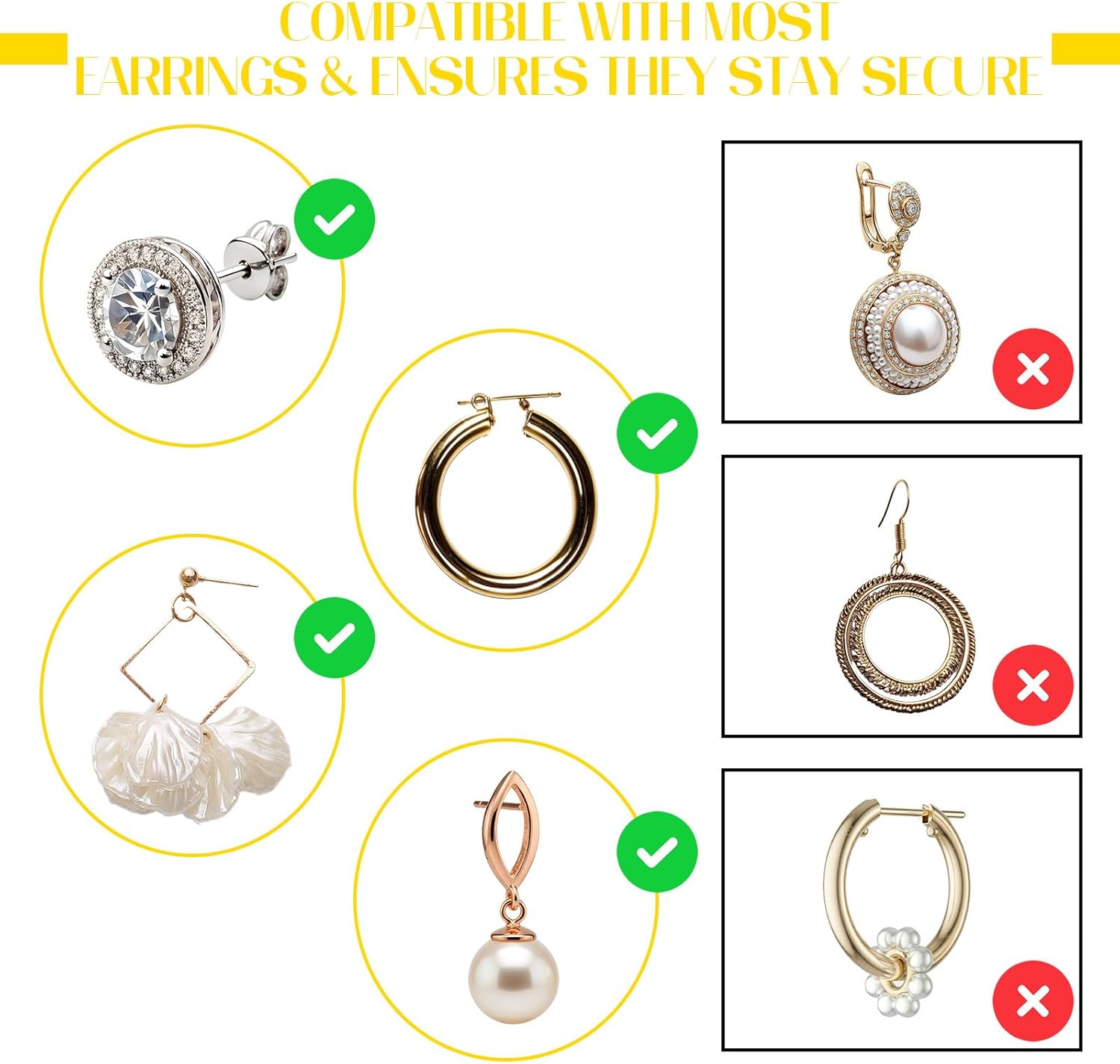 40 Pcs Silicone Flat Earring Backs for Studs Heart Shape Rubber Earring Backs Replacements Safety Locking Back for Studs Earrings - Image 4