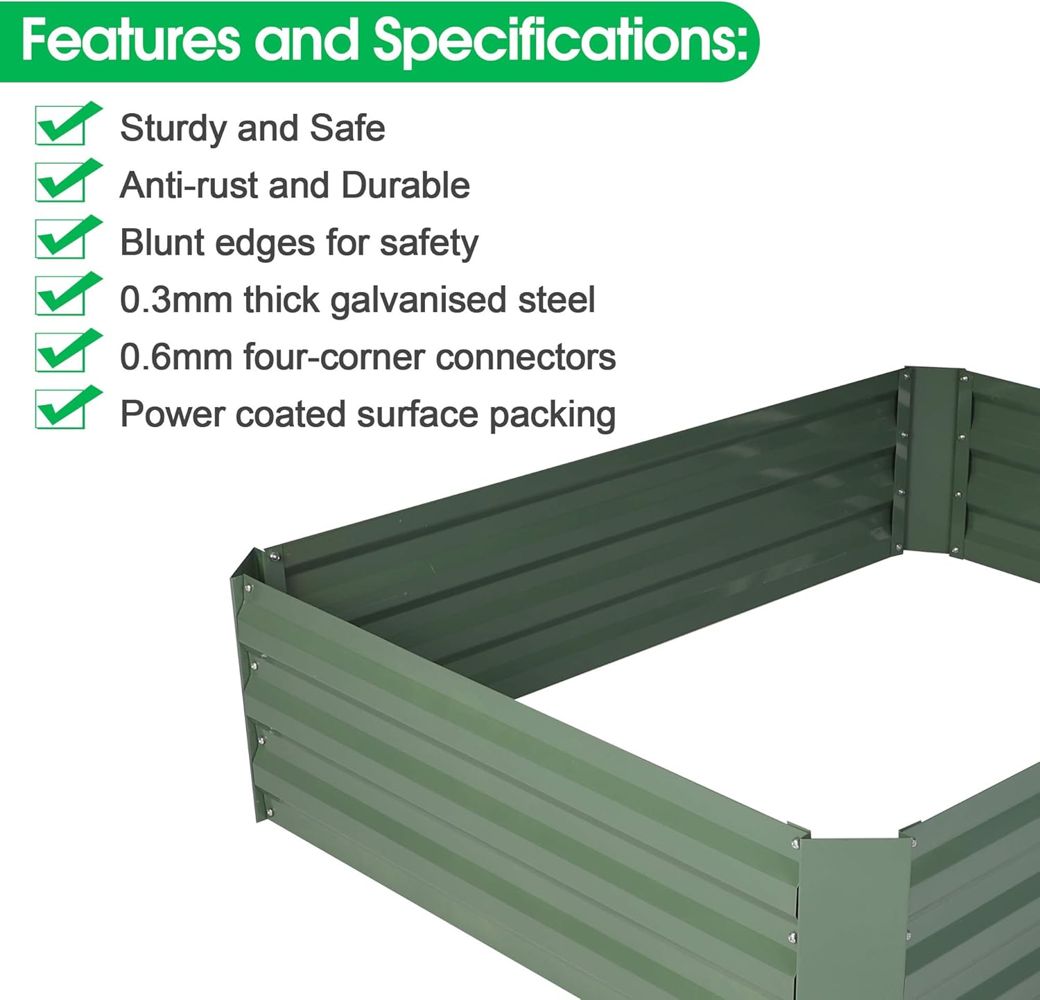Raised Garden Beds for Vegetables - Galvanised Metal Anti-Rust Outdoor Raised Garden Planting Flower Herb Bed - Large Steel Planter Box Kit, (2.6x2.6x1ft, 1-Pack)