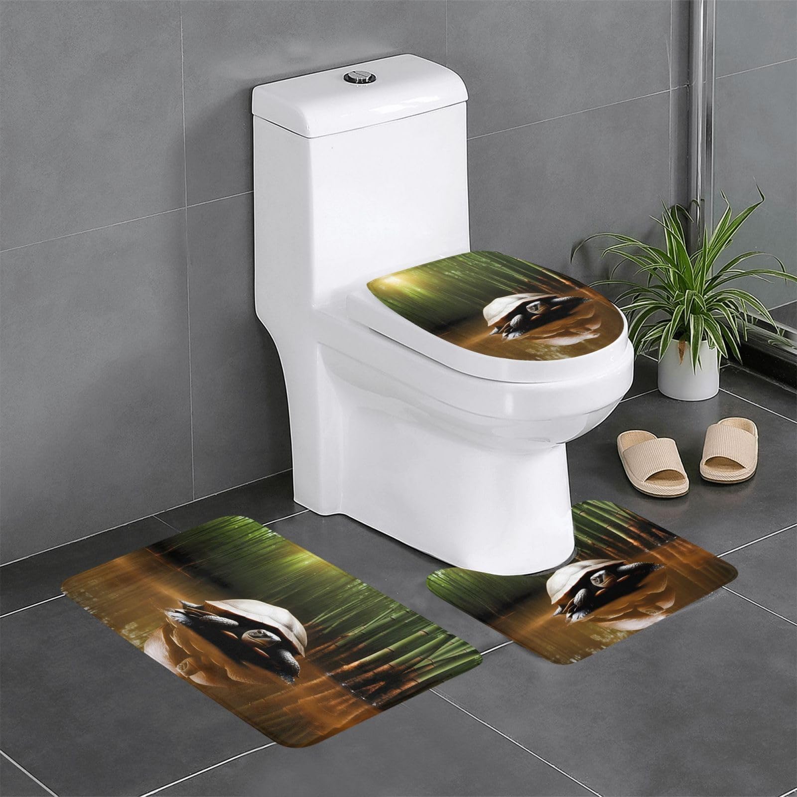 Tapis de sol de salle de bain antidérapants WHJSSF 61x40,6 cm lot de 3 avec motif tortue