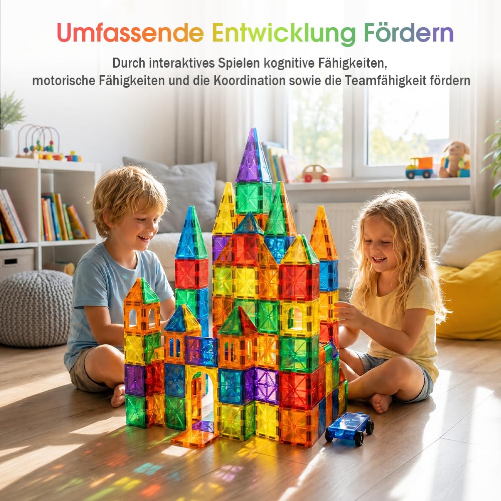 Playpals Magnetbausteine 100 Teile für Kinder ab 3 Jahren, Magnetspielzeug, 3D Konstruktionsspielzeug, Kinder Lernspielzeug, Montessori Bauspielzeug für Jungen und Mädchen | Bauspielzeug, Für Kinder ab 3 Jahren, Kinder Lernspielzeug, Montessori Bauspielze