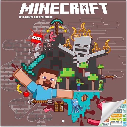 Calendario Minecraft 2023 paquete de mini calendario de Minecraft de lujo 2023 con más de 100 calcomanías de calendario regalos de minecraft