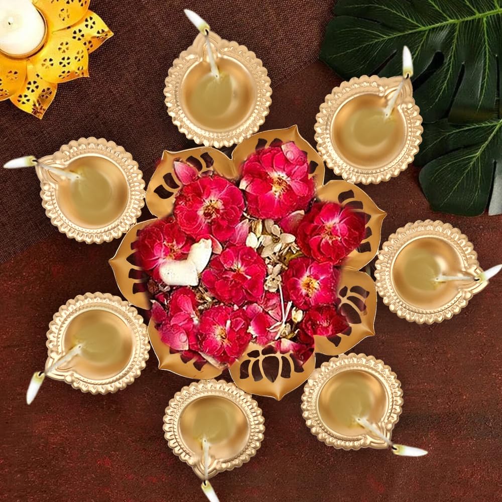 INTERNATIONAL GIFT Gold Look Metal Flower Urli Traditional Diya & Flower Decorative Bowl 13.5Inch for Floating Flowers and Tea Light Candles Home | Decoration Items | Showpieces (B0CLPF3JL6) Amazon Price History, Amazon Price Tracker