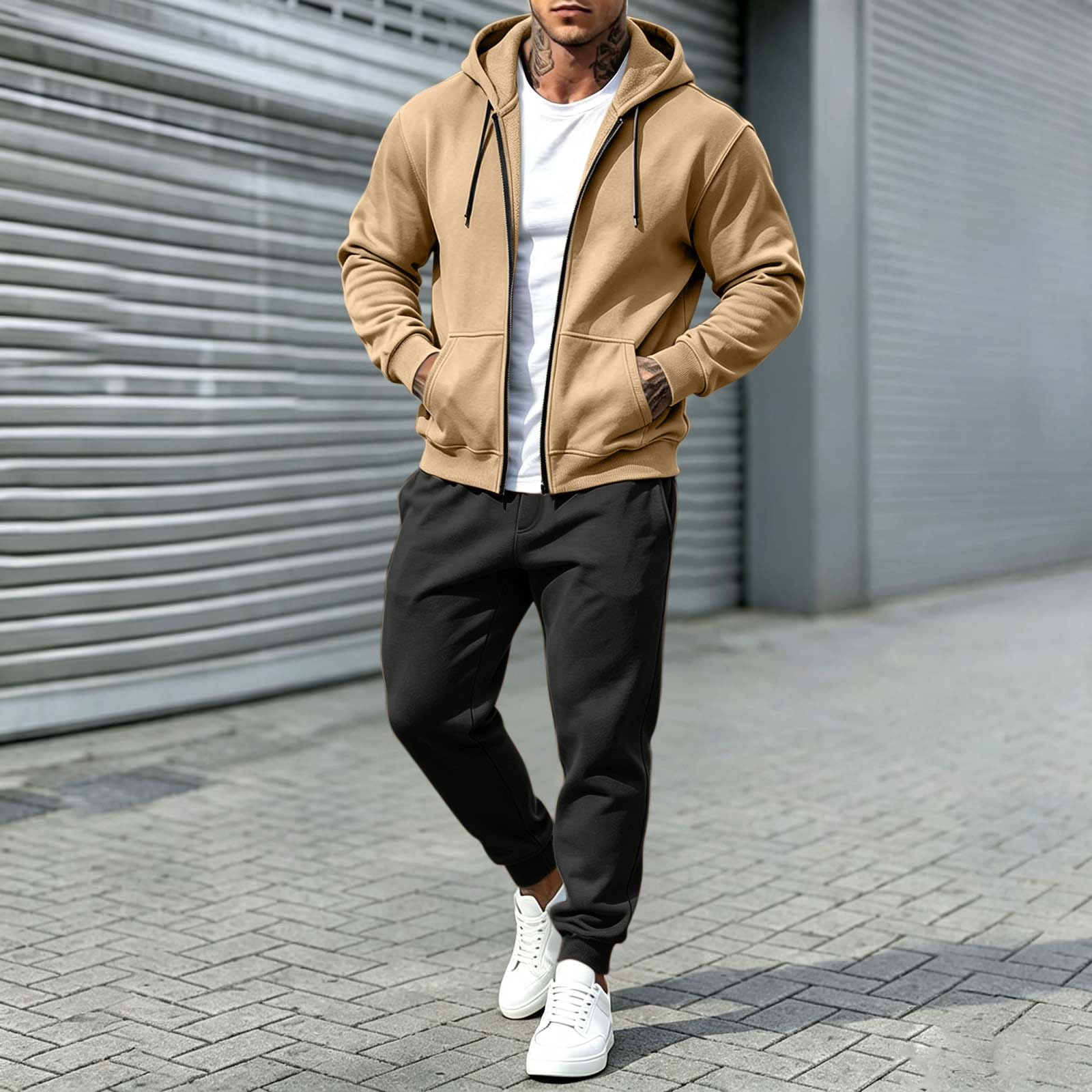 LUCKME Tuta Uomo Completa Felpa Pantaloni Tuta da Ginnastica Cotone Leggero