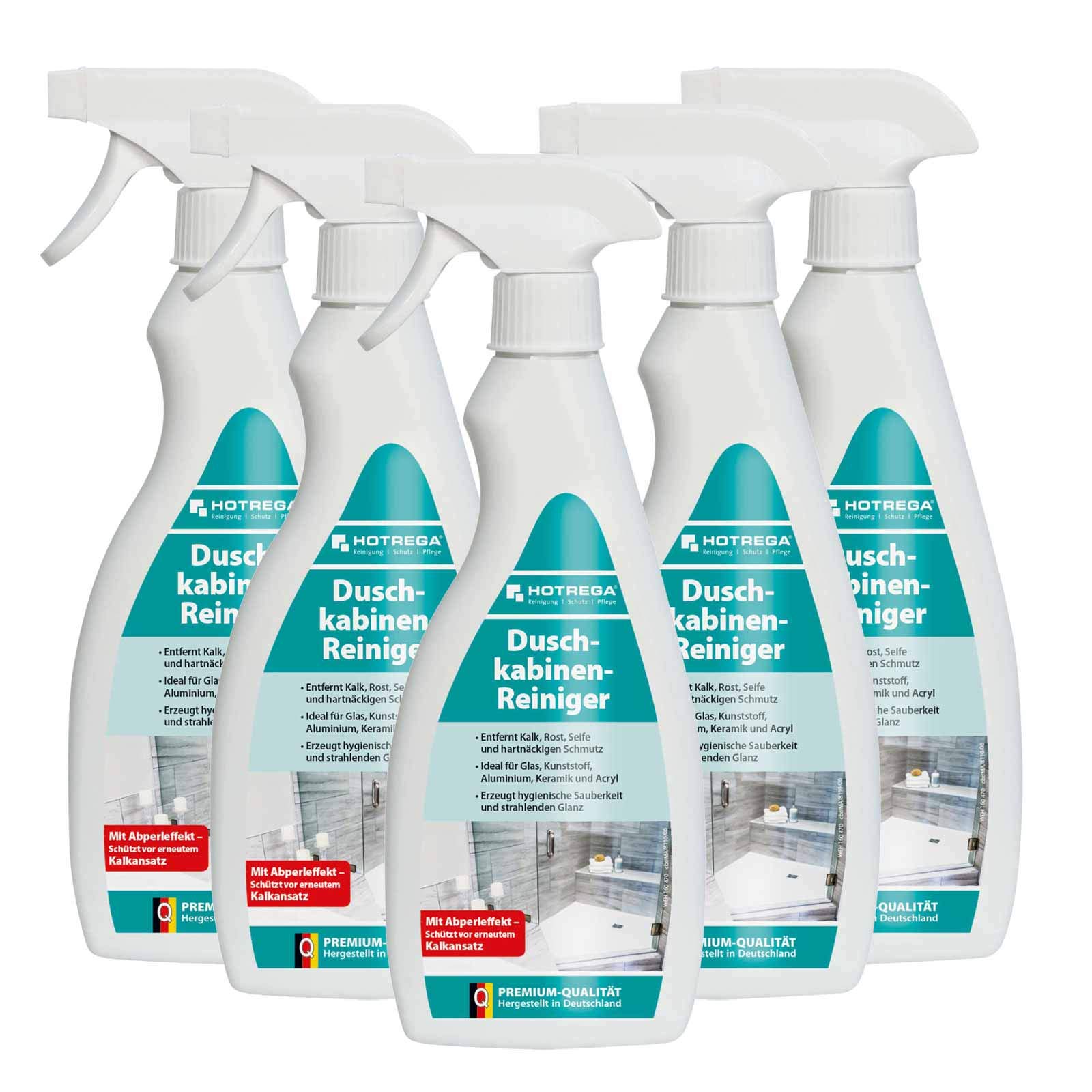 HOTREGA Duschkabinenreiniger 5x 500 ml | Kalklöser & Badreiniger Konzentrat