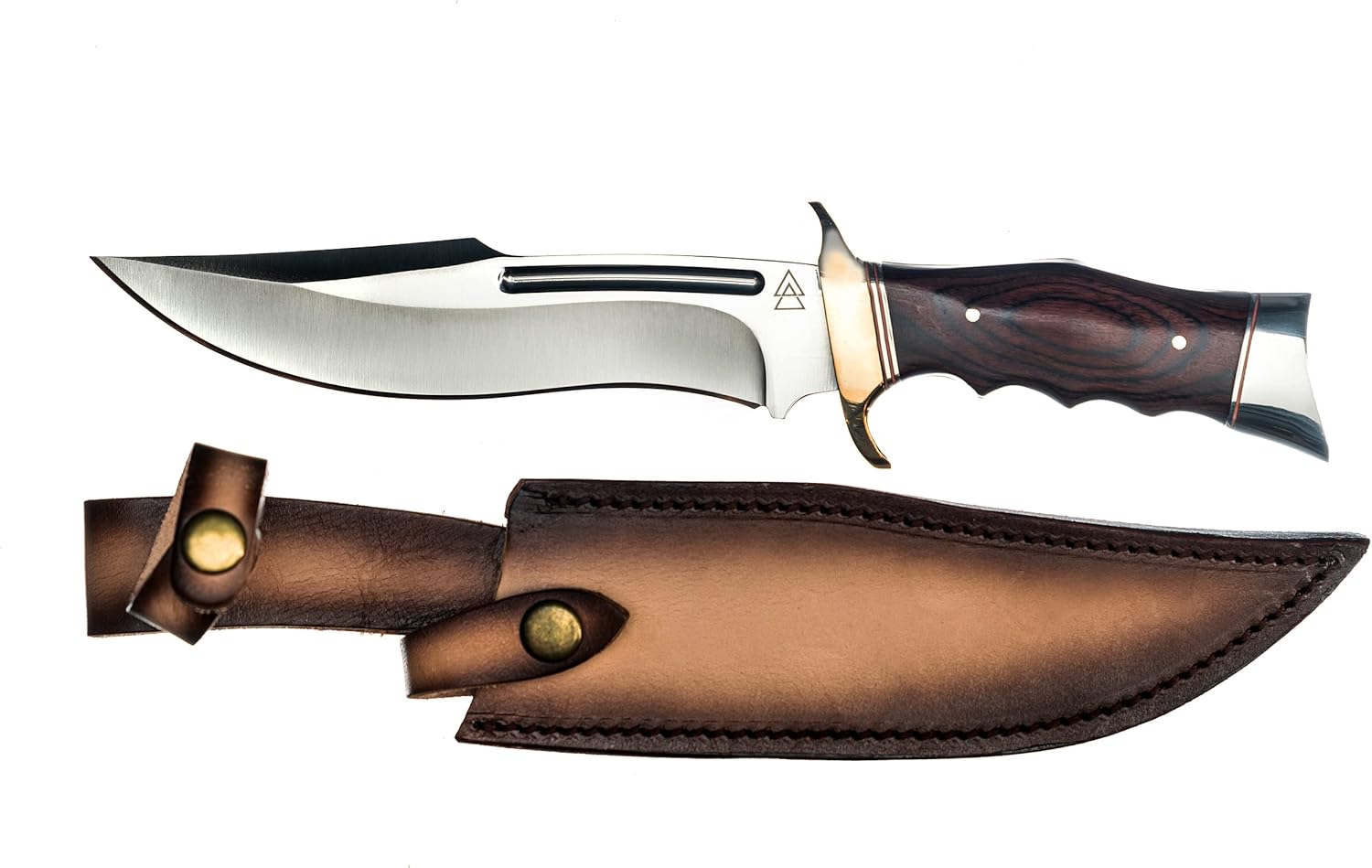 Kratos ZF9 Bowie Knife | Handmade | 13.25" Hardened 440 Stainless Steel | Leather Sheath | Outdoor Hunting, Bushcraft, Boning, & Camping : Sports & Outdoors