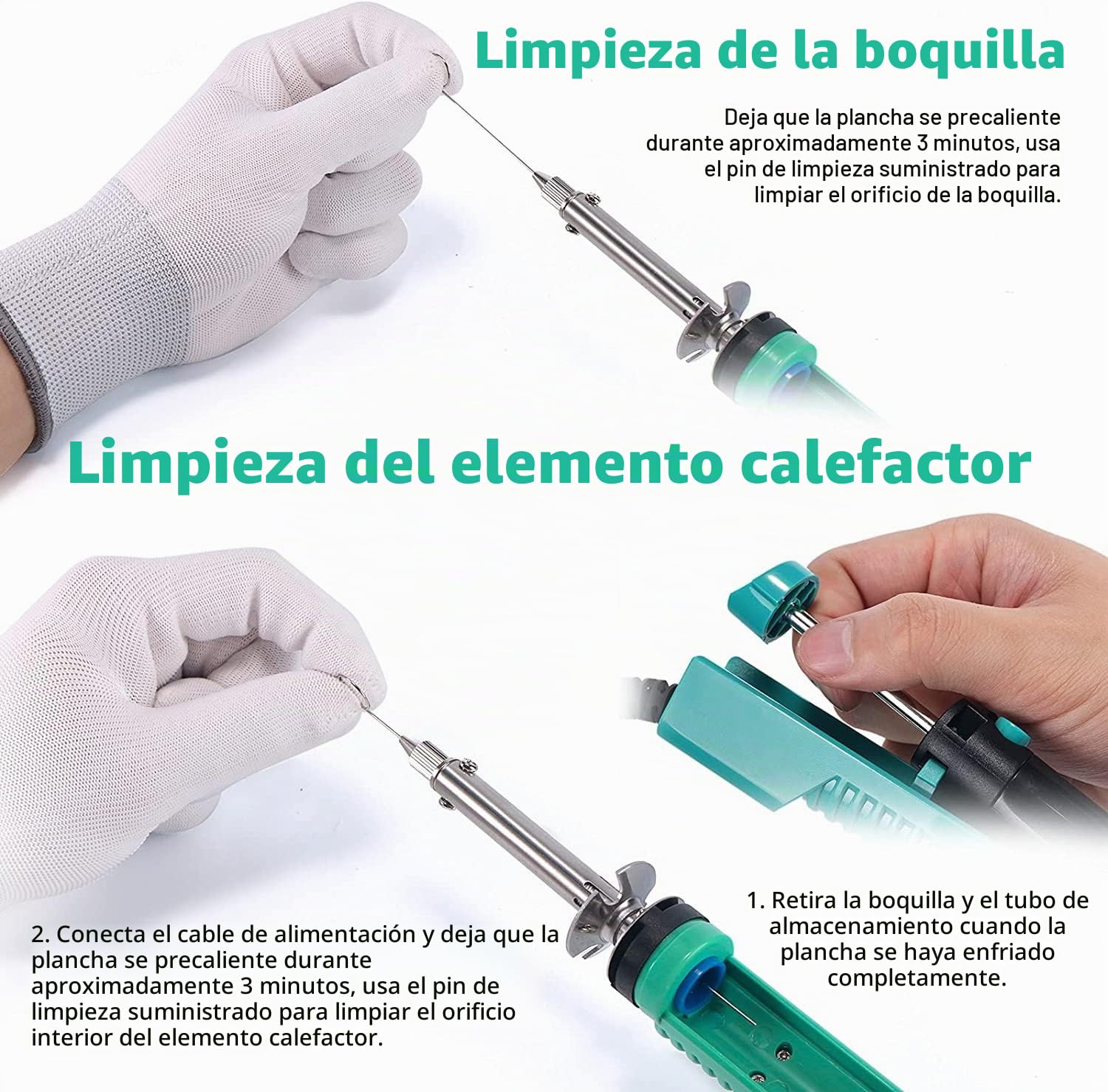 YIHUA 929D-V Bomba desoldadora de ventosa de soldadura por vacío eléctrica con mango de carga más corto y boquillas para desoldar 1.0 mm 1.2 mm 2.0 mm para desoldar por orificio pasante