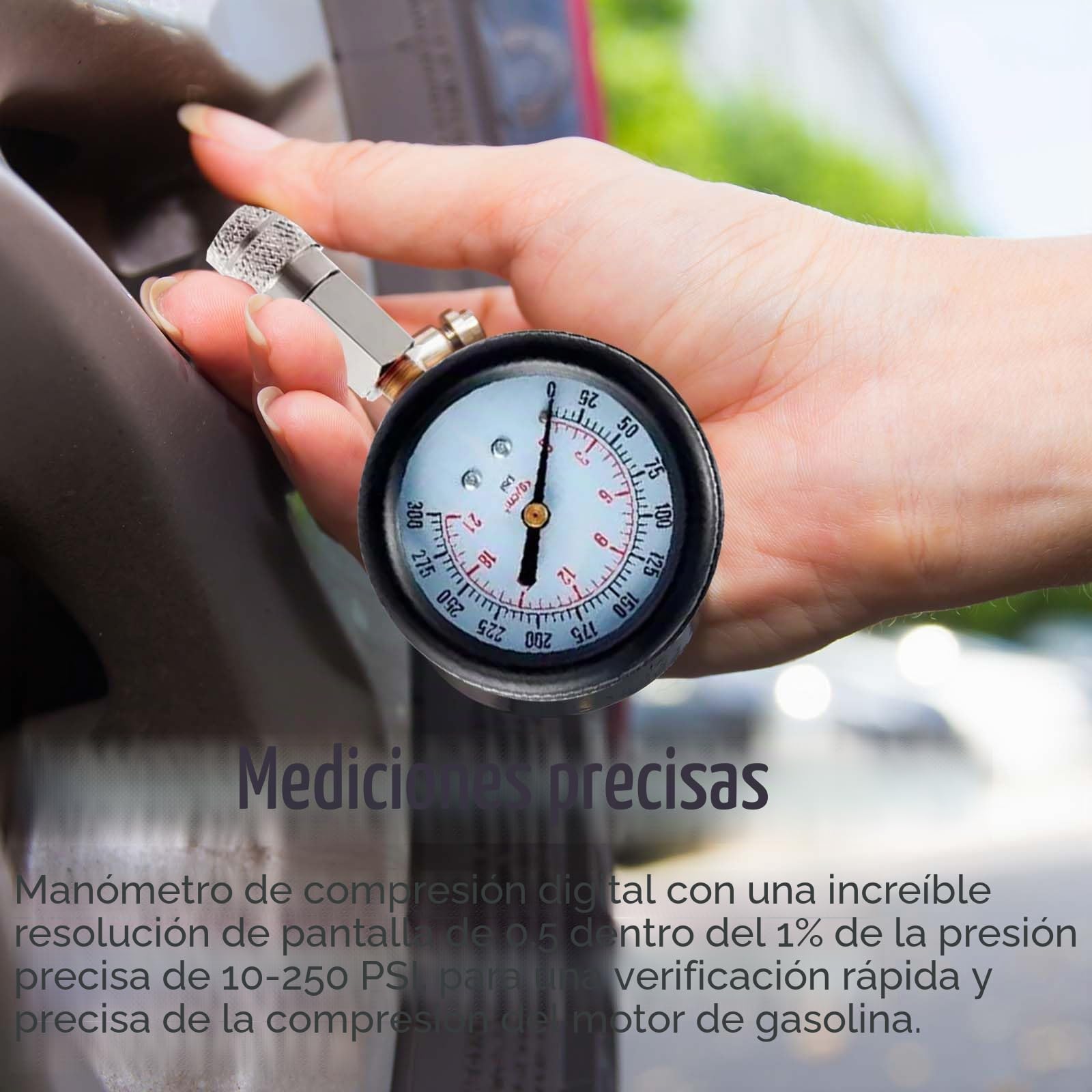 Probador De Compresión Para Automóvil, 11 Piezas Comprobador De Compresión Estándar Digital De Gasolina Medidor De Compresión Del Cilindro Del Motor Herramienta De Probador De Compresión