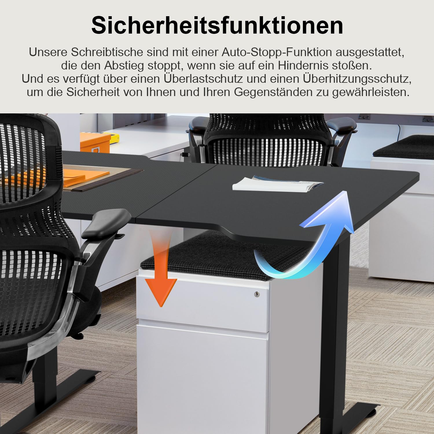 Sonnewelt 120 * 60cm Schreibtisch Höhenverstellbar Elektrisch Bürotisch Stehpult Computertisch mit Memory-Steuerung und Anti-Kollisions Technologie, Schwarz