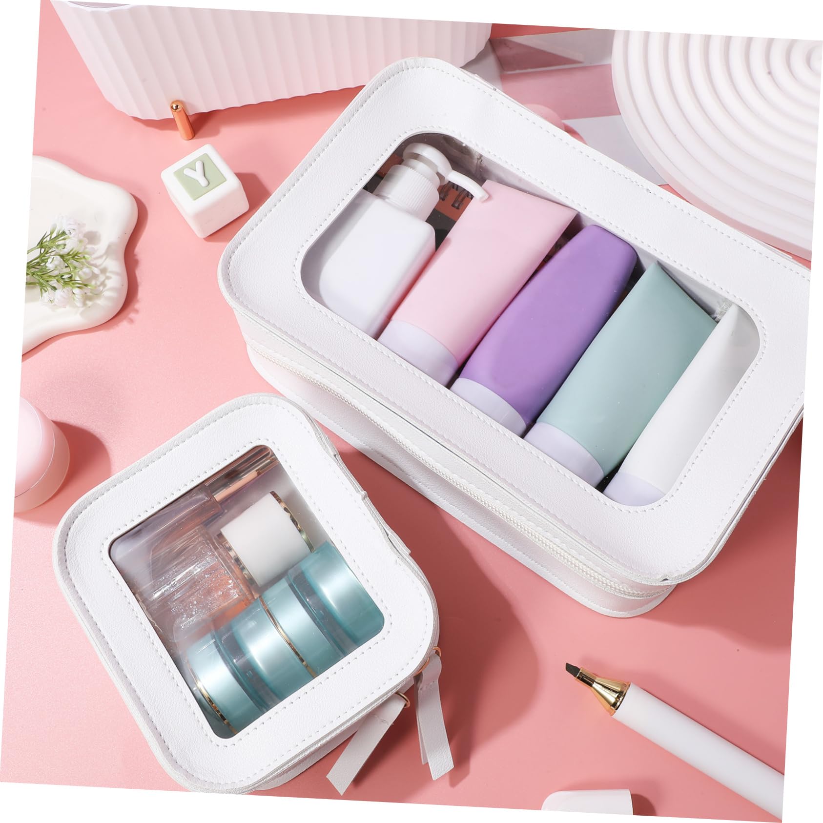 Ipetboom Borsa Trasparente per Pvc 2 Pezzi con Cerniera per Viaggio e Quotidiano Donna