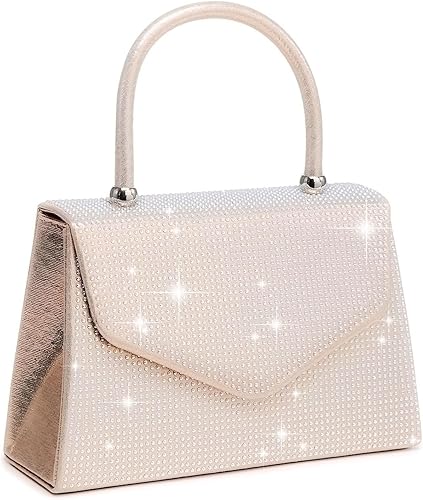 Dasein Bolso de noche para mujer bolso de fiesta de boda bolsos de cóctel y baile de graduación con purpurina esmerilada 1-plateado, 1 blanco,