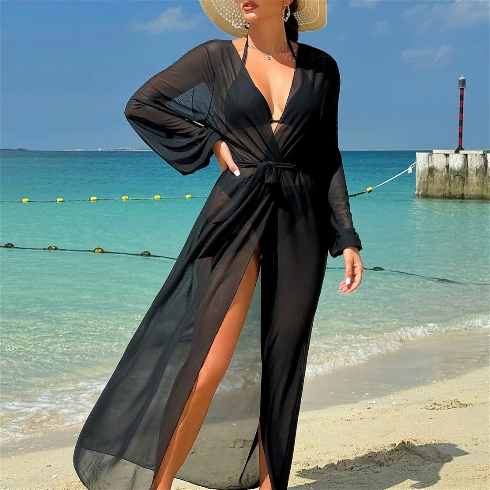 Copricostume Lungo in Chiffon Abito in Chiffon Copricostume da Donna Bagno Grembiule Spiaggia Lungo