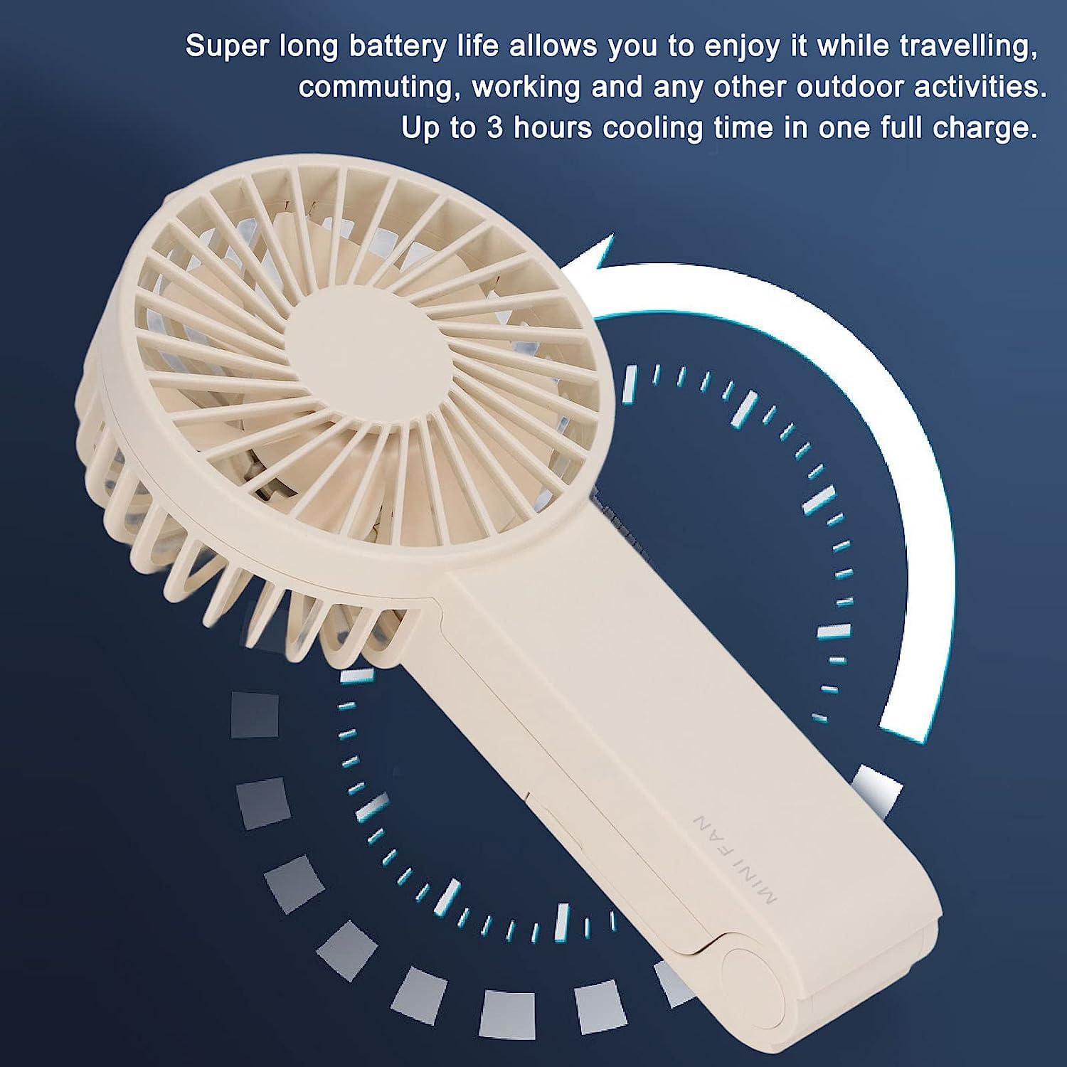 Cichy Miniventilator met 3 snelheden, opvouwbare handventilator, 3-in-1 bureauventilator, geluidsarme en energiebesparende persoonlijke ventilator Wiatraki stojące