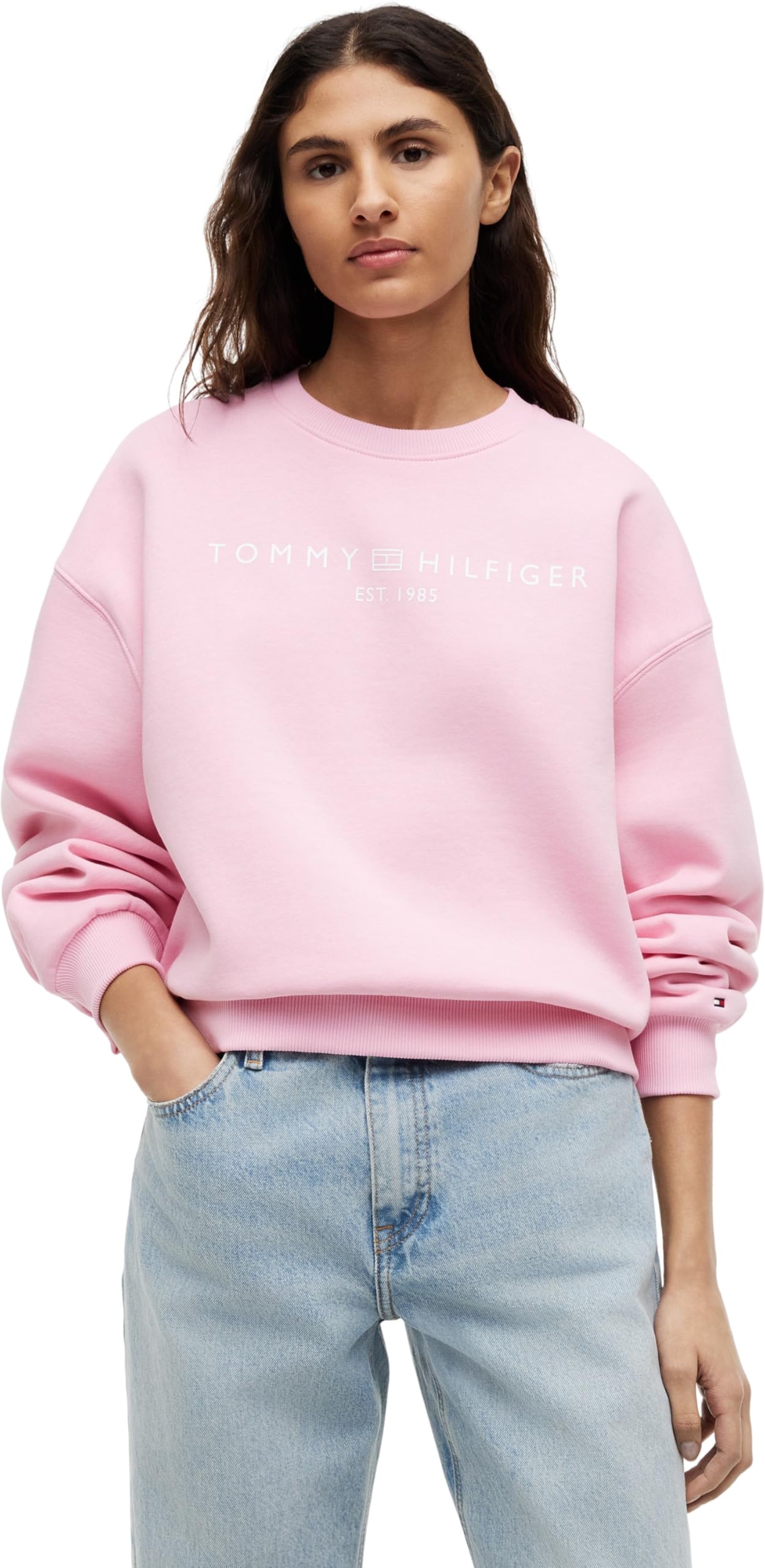 Tommy Hilfiger Women's Pink Sweatshirt Medium