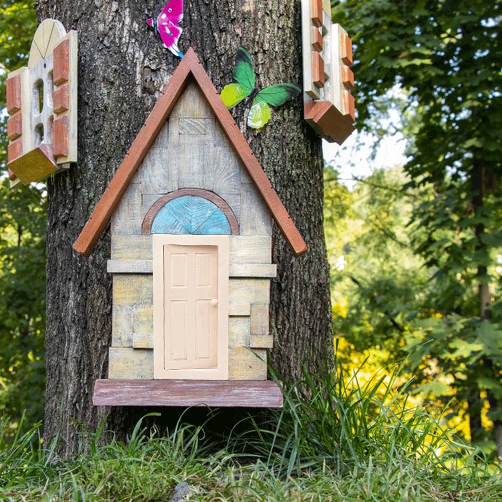 Satiskid 1:12 Dollhouse Door, Miniature Wood Door for Dolls Furniture Accessories Mini Wooden Door (Wood) - Image 3