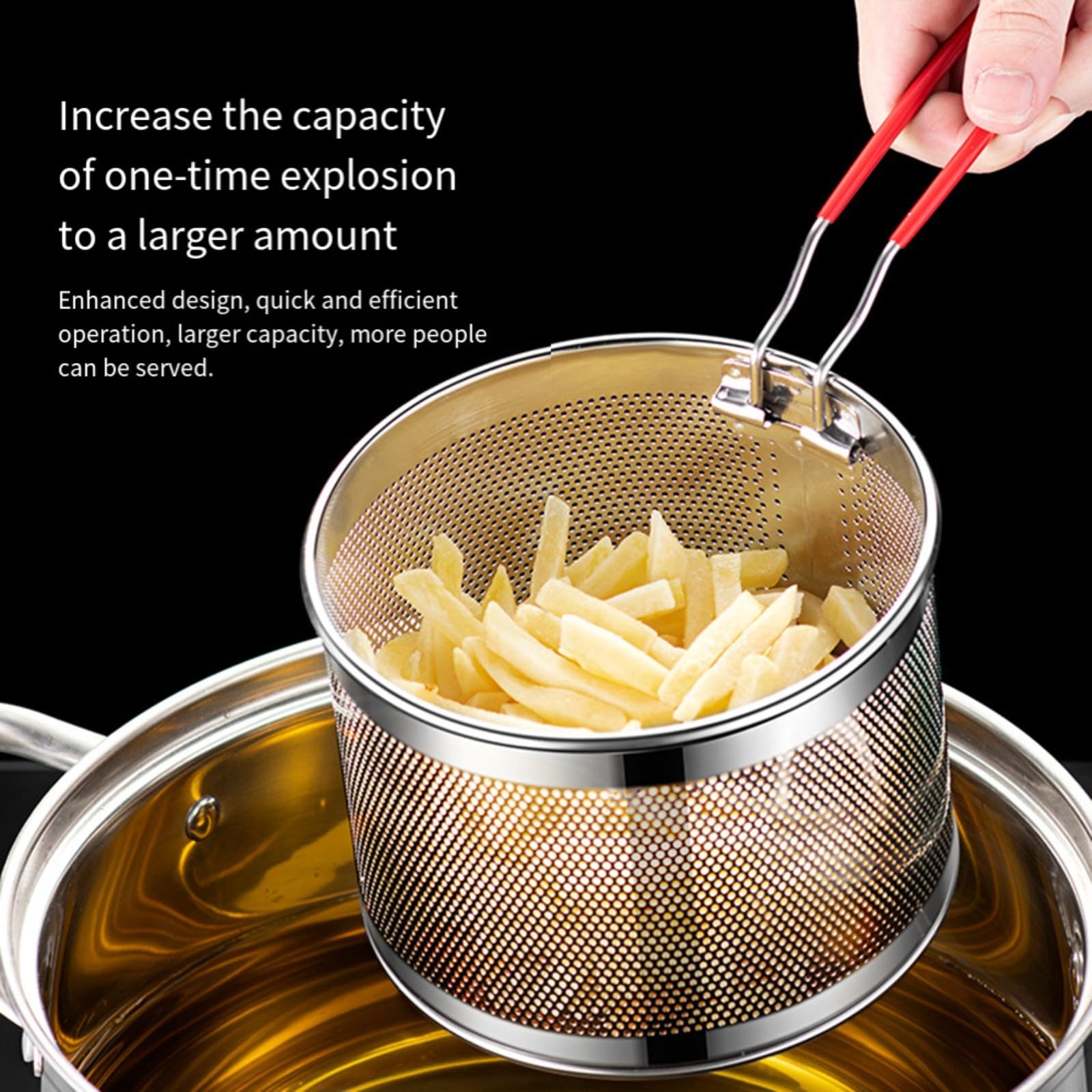 Cestello Scolapasta In Acciaio Inox 20x10cm Con Manico Rimovibile, Per Pasta E Verdure, Compatibile Con Pentole 2-3qt