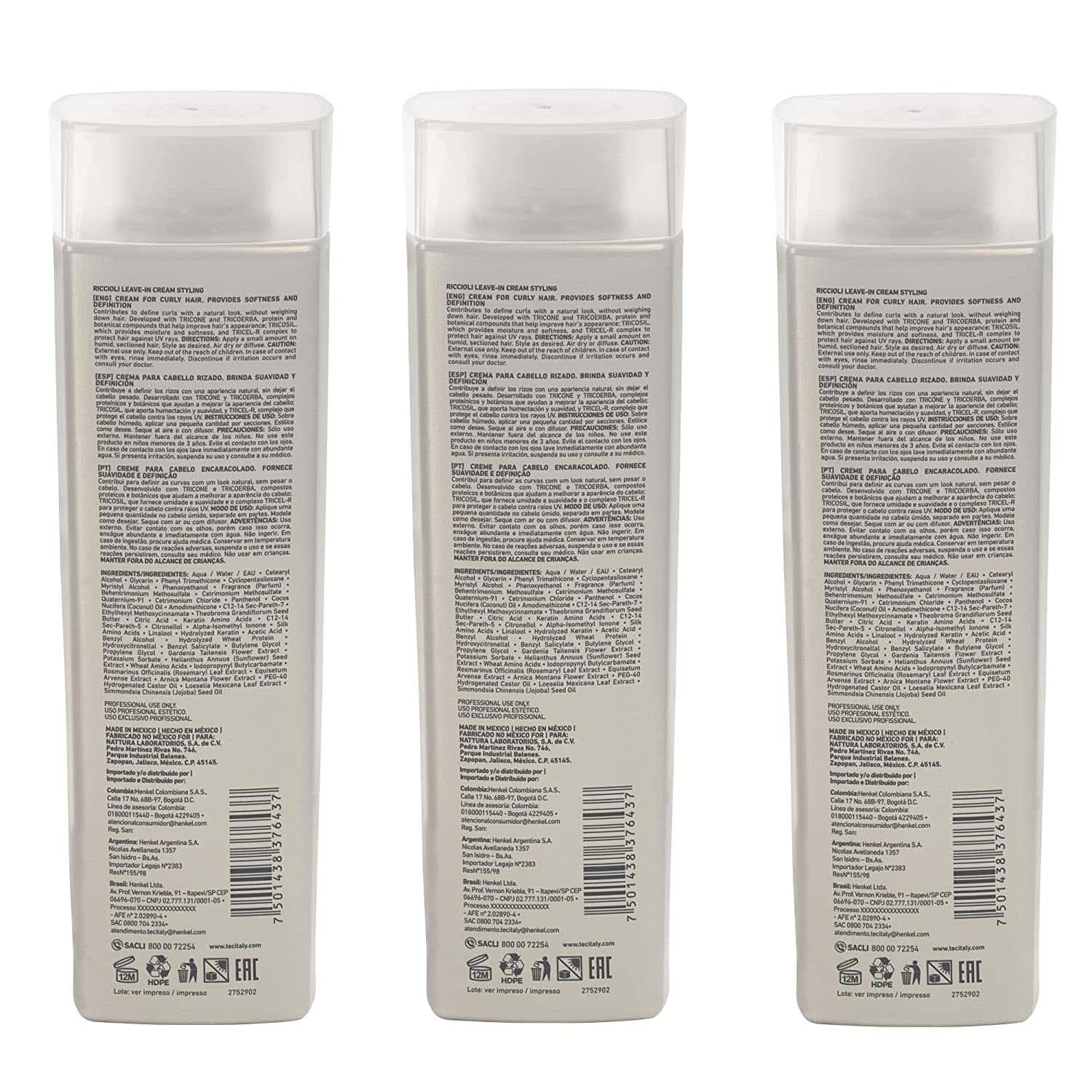 Tec Italy Hair Dimension Style Riccioli Leave in Cream 10.1 oz (Pack of 3)