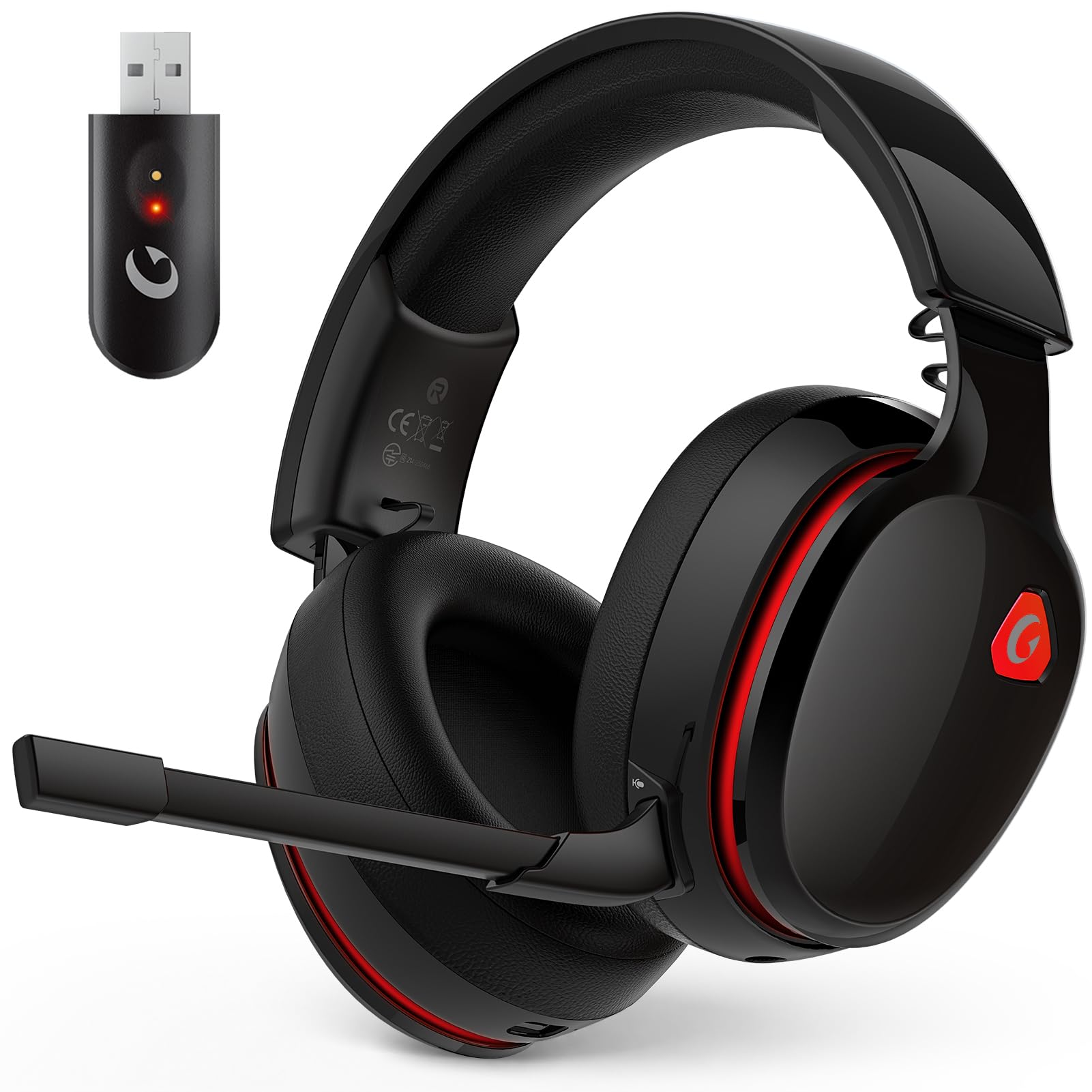 AOC 2.4GHz Wireless Gaming Headset for PS5, PS4, PC, Switch, 45Hr, BlackRed