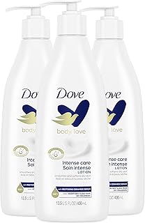 Dove Body Love Moisturizing Lotion for Rough or Dry Skin Intense Care Softens and Smoothes, White, 13.5 Oz, 3 Count