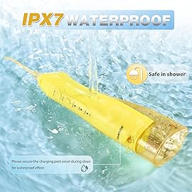 TOVENDOR Electric Water Dental Flosser Teeth Pick, Cordless Flossers Oral Irrigator IPX7 Waterproof 300ML Rechargeable Travel Water Teeth Cleaner with 5 Tips for Home Braces Care Gums Deep Cleaning