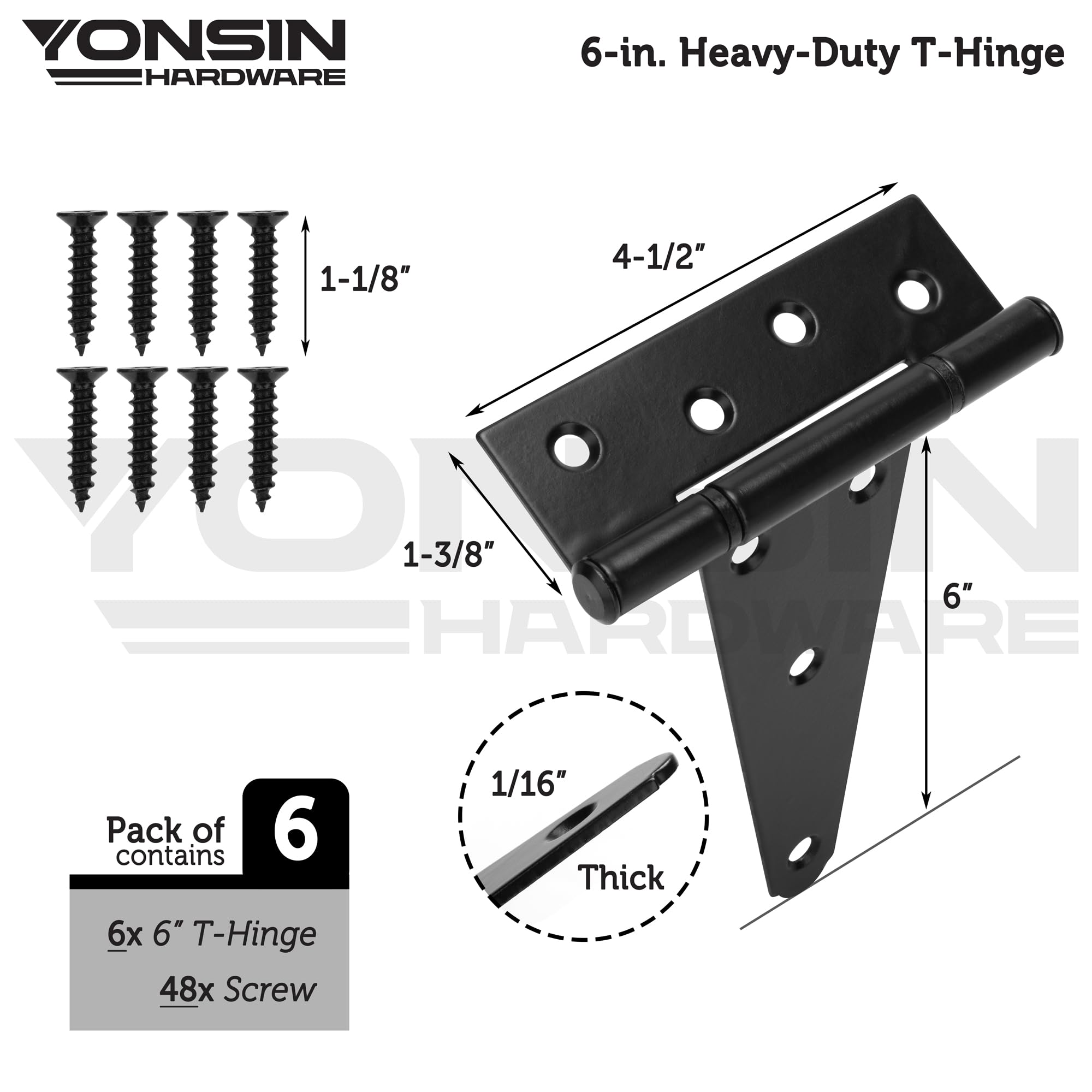 2 Pcs Charnières En T Pour Portes En Bois Robuste Charnière En T Noir