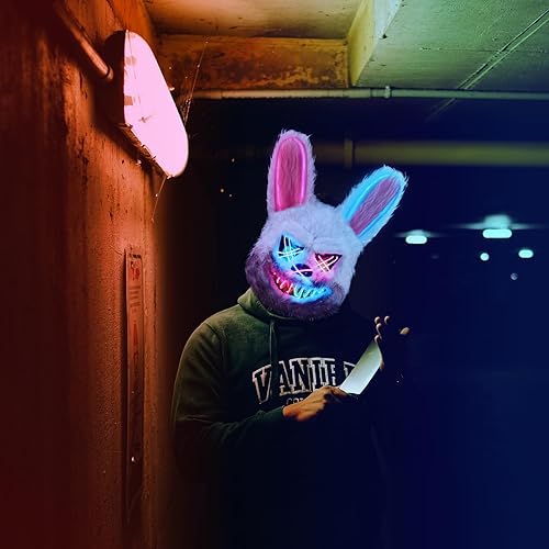 Miniatura 4 de ZONESTA Máscara de Halloween, máscara de la purga, máscara de miedo, máscara de hacker, máscara peluda para disfraz de Halloween