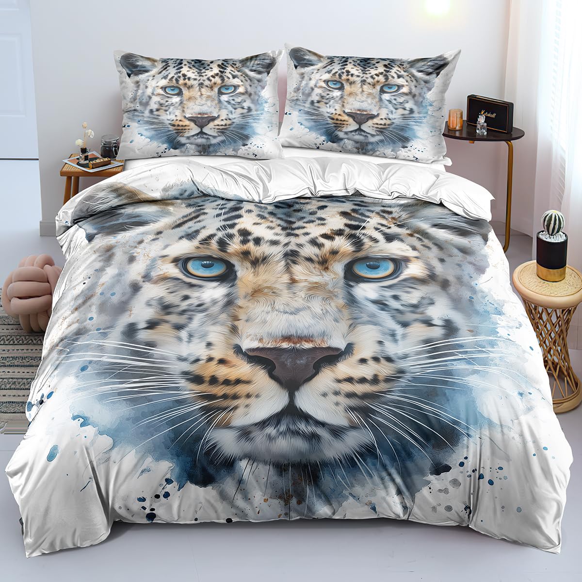 Parure de lit 3 pièces léopard 240x220 pour chambre d'adolescent