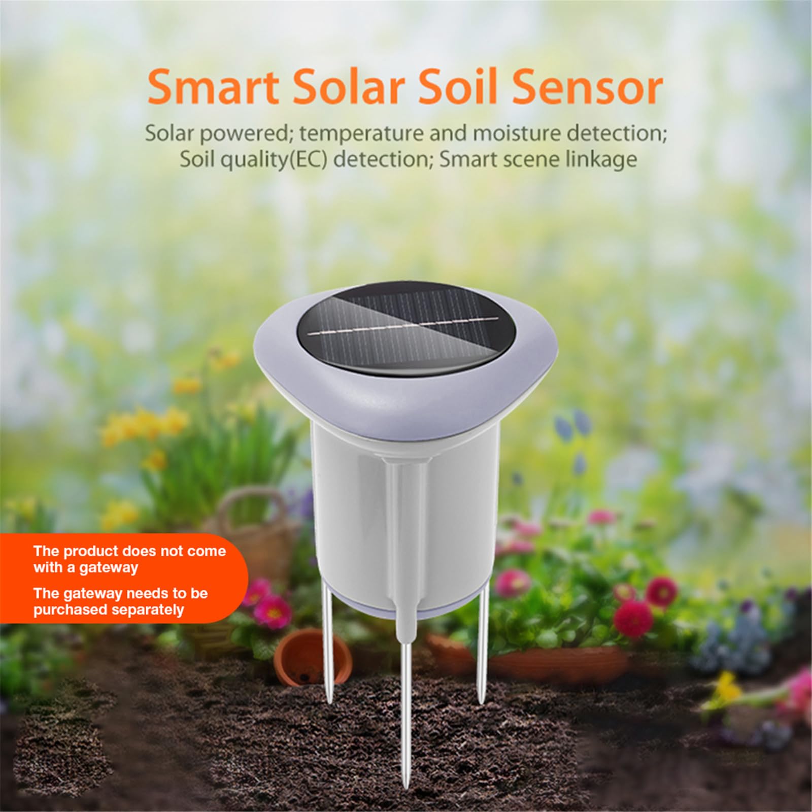 Sensores de temperatura del suelo de energía solar, monitor de plantas, seguimiento de datos en tiempo real, jardinería interior y exterior, riego automatizado de plantas con sensores de suelo