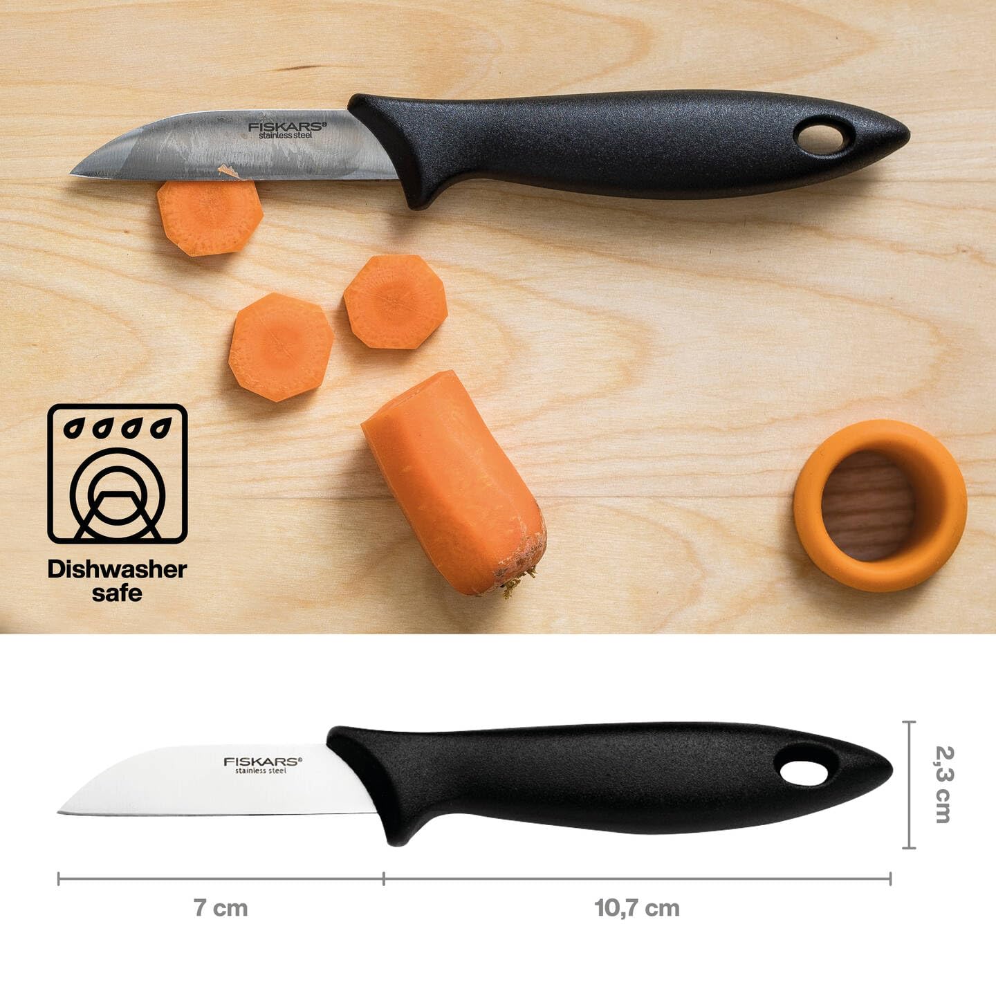 Coltello Per Sbucciare Fiskars Edge - Acciaio Inox, Lama 8 Cm, Nero/Arancione - Foto 11