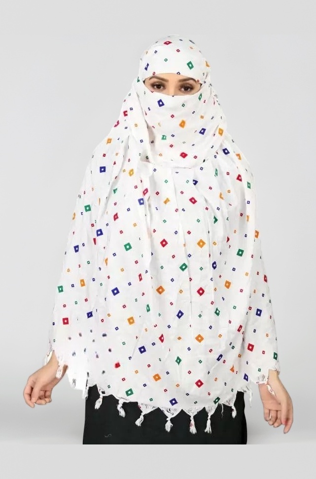 SIXSIGMA® Cotton Long Scarf Cum Mask scarves Usable for vehicle Driver | White Printed Design | Universal Size | For Girl & Women | Breathable Sun Protection Light Weight