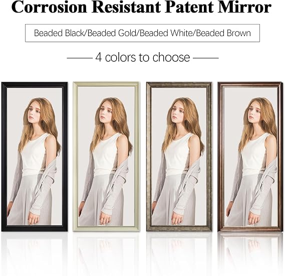 NICCY Full Length Mirror Standing Mirror Bedroom or Living Room European Style Dressing Mirror PS Polymer Material Frame Mirror 65x 22(Black)