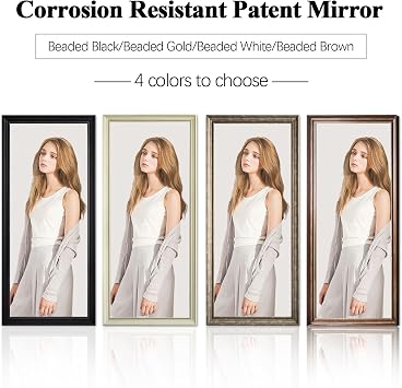 NICCY Full Length Mirror Standing Mirror Bedroom or Living Room European Style Dressing Mirror PS Polymer Material Frame Mirror 65x 22(Black)