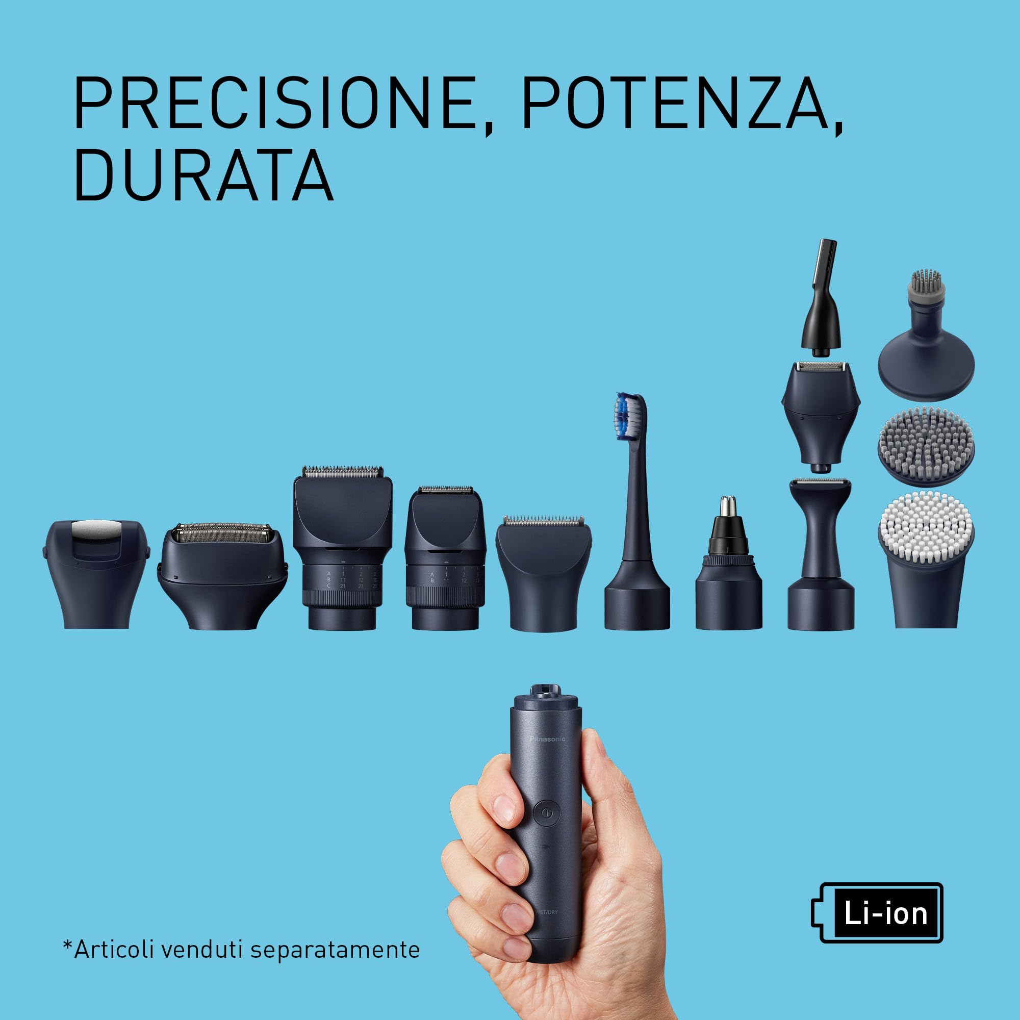 Panasonic ER-CKL3-A301 MULTISHAPE [Sistema Modulare per la Cura Personale] Kit Tagliacapelli, Unità Principale e Testina Tagliacapelli, 15 Impostazioni di Lunghezza, 4 Pettini, Batteria Li-ion, Nero