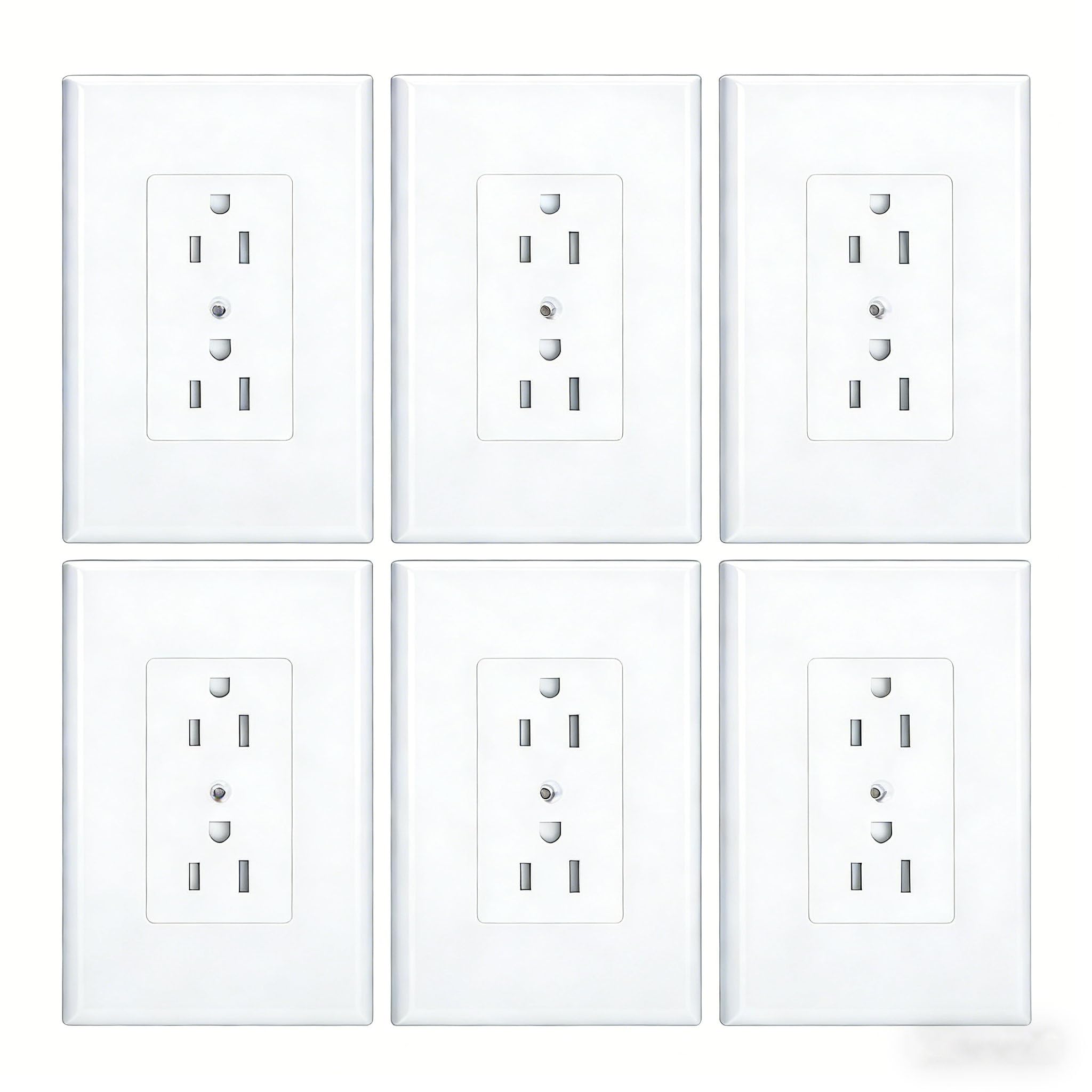 ZEFTV 6 Pack Duplex Outlet Covers Wall Plates 1-Gang Switch Outlet Electrical Cover Plate Unbreakable Thermoplastic Faceplate for Light Receptacle Outlet Switch, White