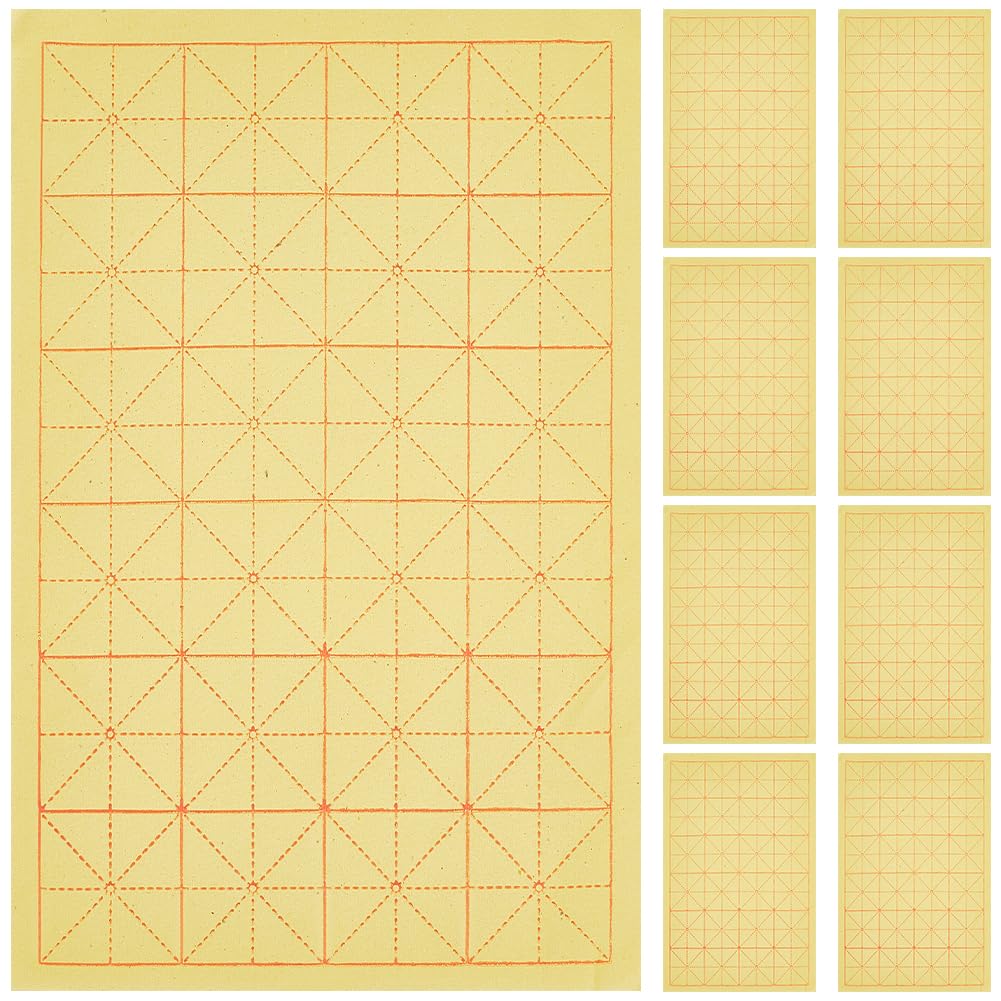 WEBEEDY 100 Sheets Chinese Calligraphy Brush Ink Writing Grid Sumi Paper Chinese Brush Ink Xuan Paper Perfect for Beginners for Writing and Painting(24Grids,5.5cm/Grid,50 Sheets/Bag)