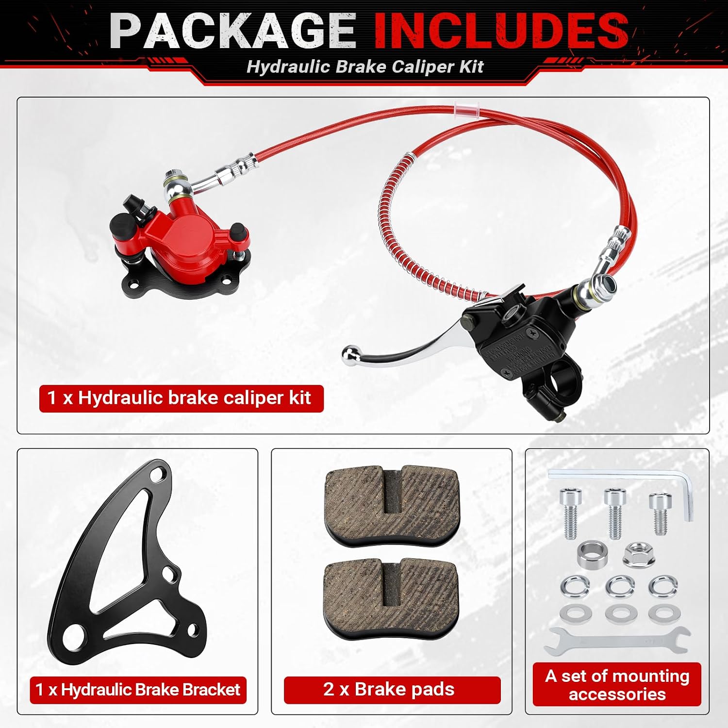 Upgraded GMB100 Mini Bike Hydraulic Brake Caliper Kit with Rear Brake Caliper Mounting Bracket for FRP GMB100 Monster Mega moto MMB80 80cc MM-B105 105cc Coleman RB100 RT100 Mini Bike