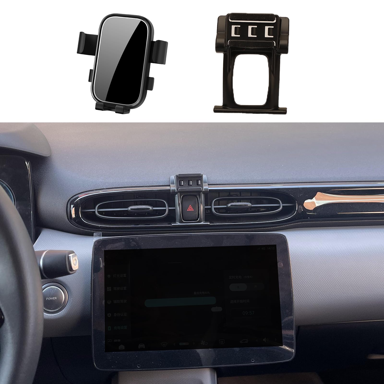Support de téléphone de voiture pour Leapmotor T03, accessoires de navigation d'écran, clip de support de téléphone (TYPE B noir)