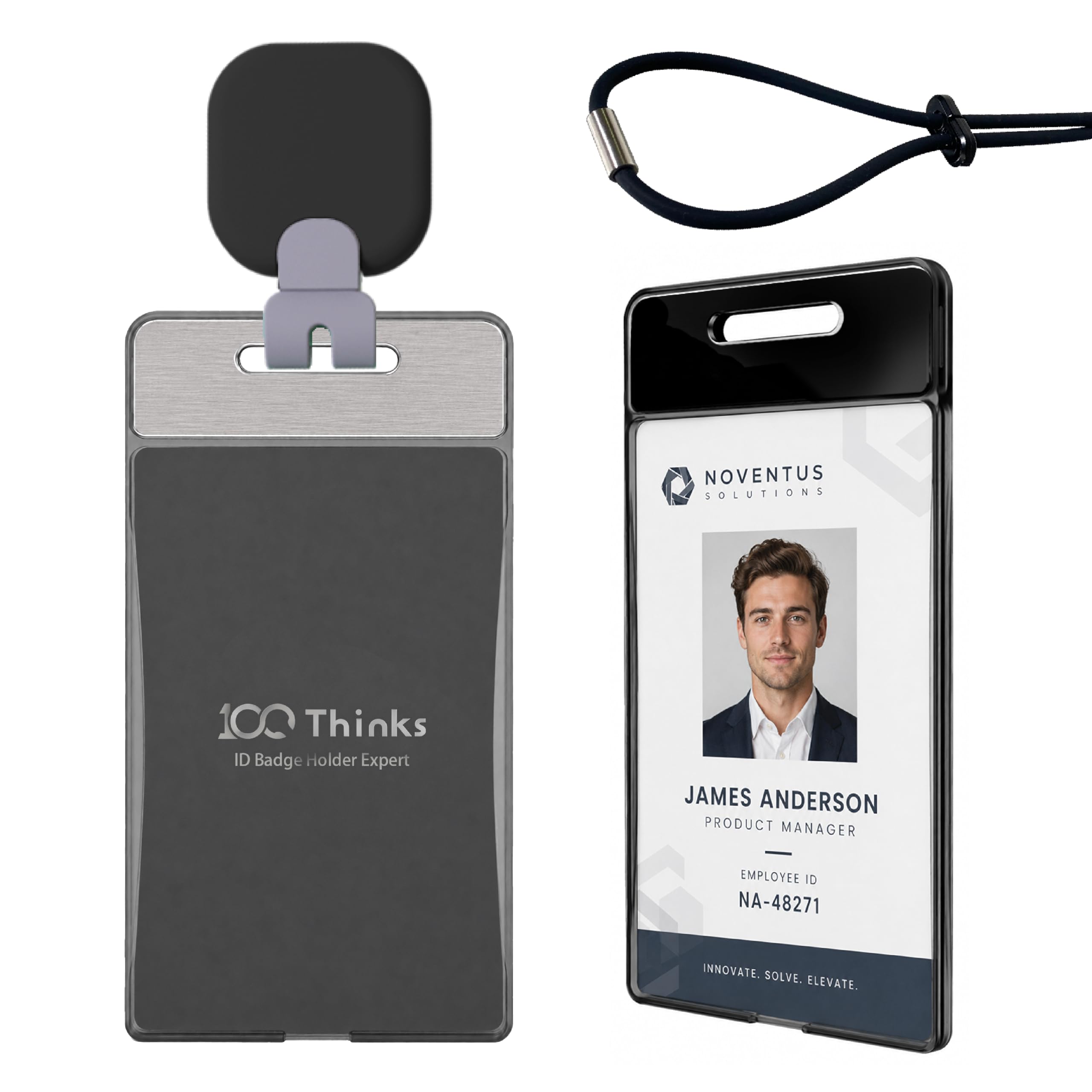 Photo 1 of 100thinks ID Badge Holder with Retractable Reel & Lanyard
