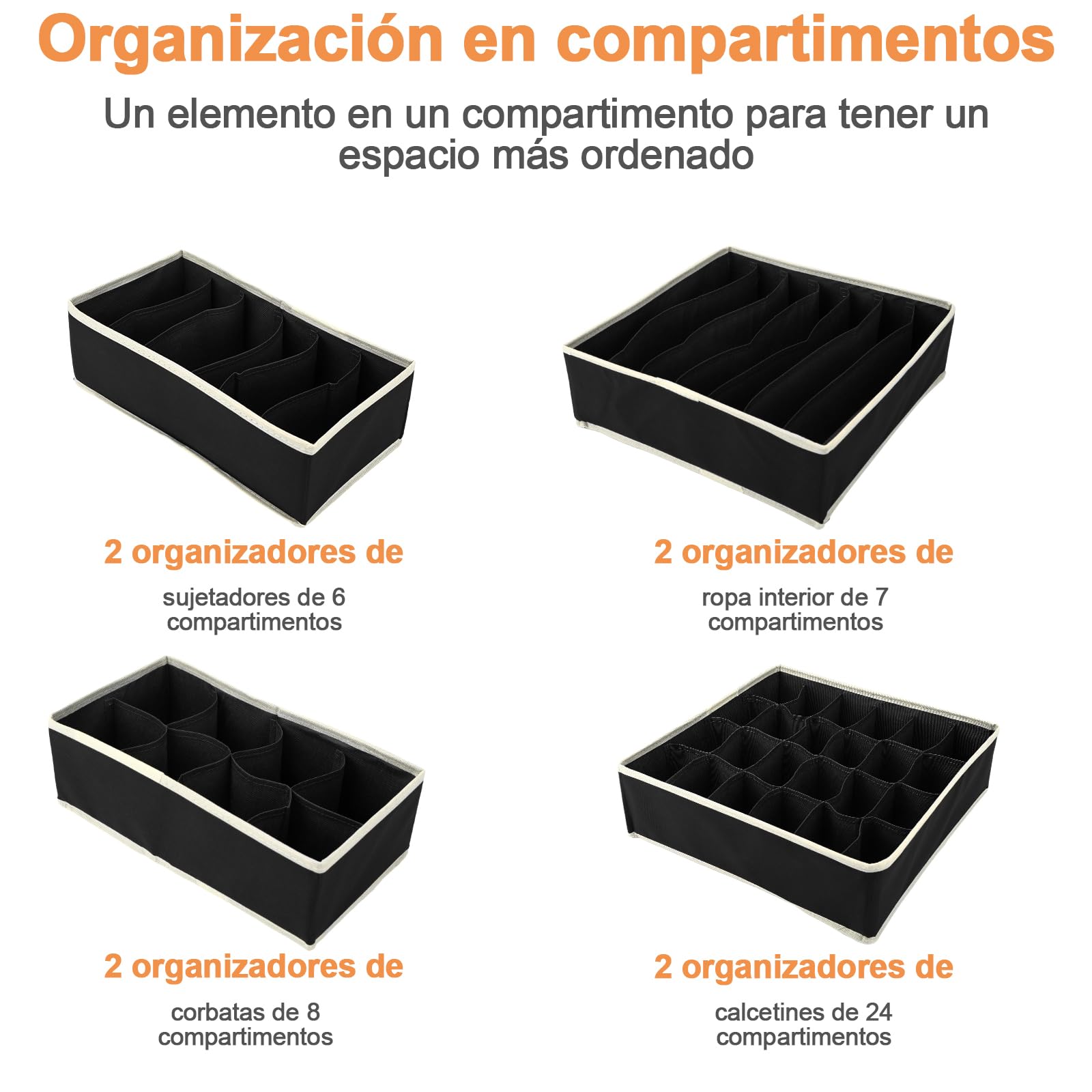 Collazoey Set di 8 Divisori per Cassetti Intima, cassetto organizer pieghevole per biancheria intima, adatto per classificare calzini, biancheria intima, reggiseni, cravatte (Nero)