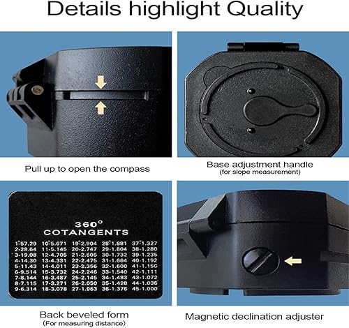 Miniatura 2 de CXDTBH Brújula geológica profesional de mano, ligera, para supervivencia al aire libre, brújula militar para medir la distancia de pendiente (color