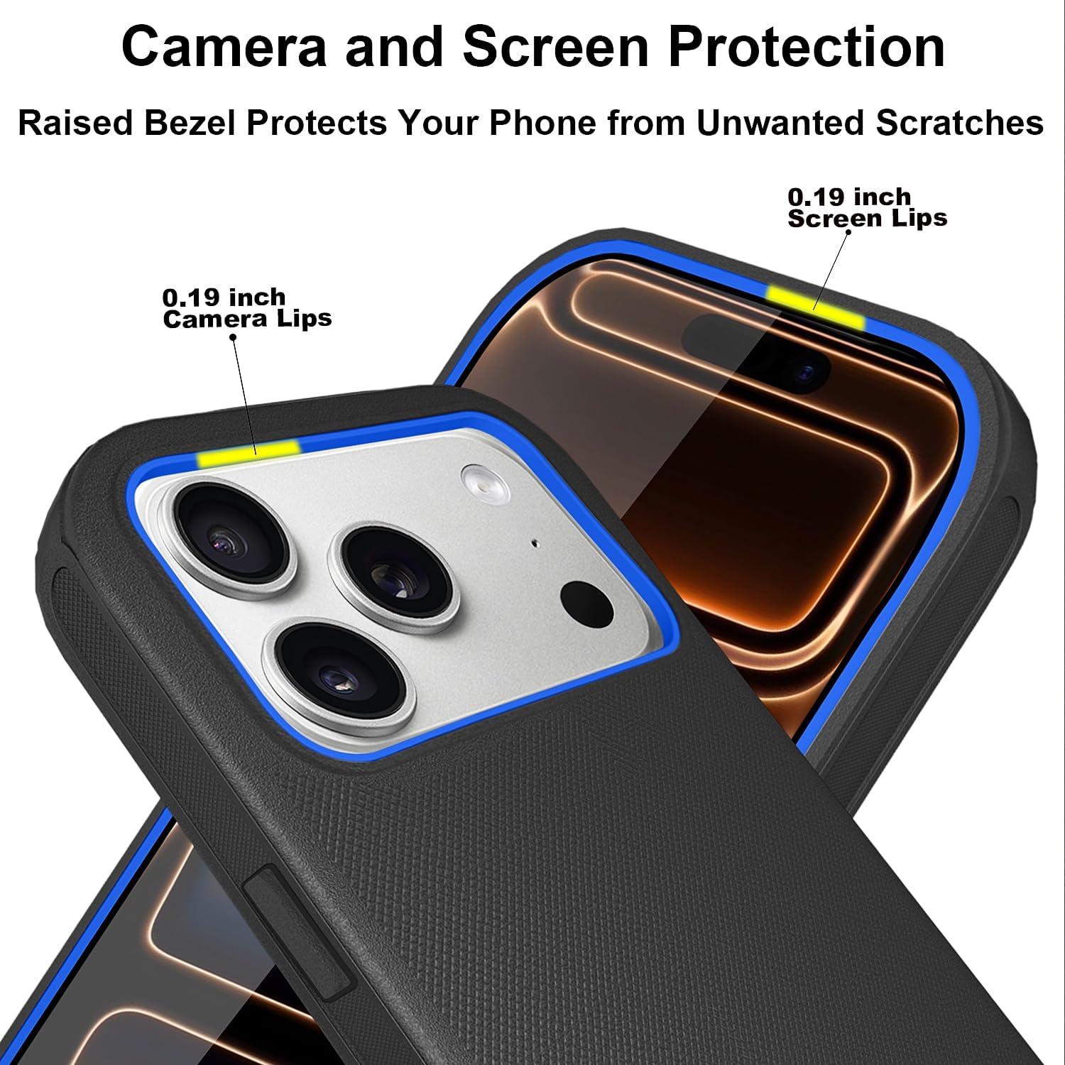 for iPhone 17 Pro Case with Belt Clip Kickstand Holster, 2 Camera Lens Protector & 2 Screen Protector, Heavy Duty Full Body Protective Phone Case 6.7"(Belt Clip,BlackBlue)
