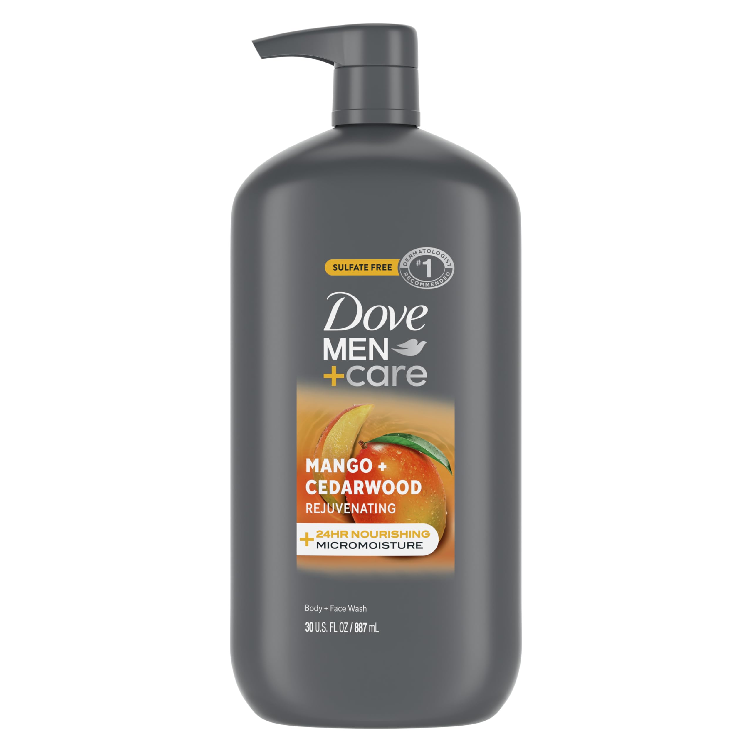 DOVE MEN CARE body and face wash rejuvenating mango cedarwood for Men with 24-Hour Nourishing Micromoisture Technology 30
