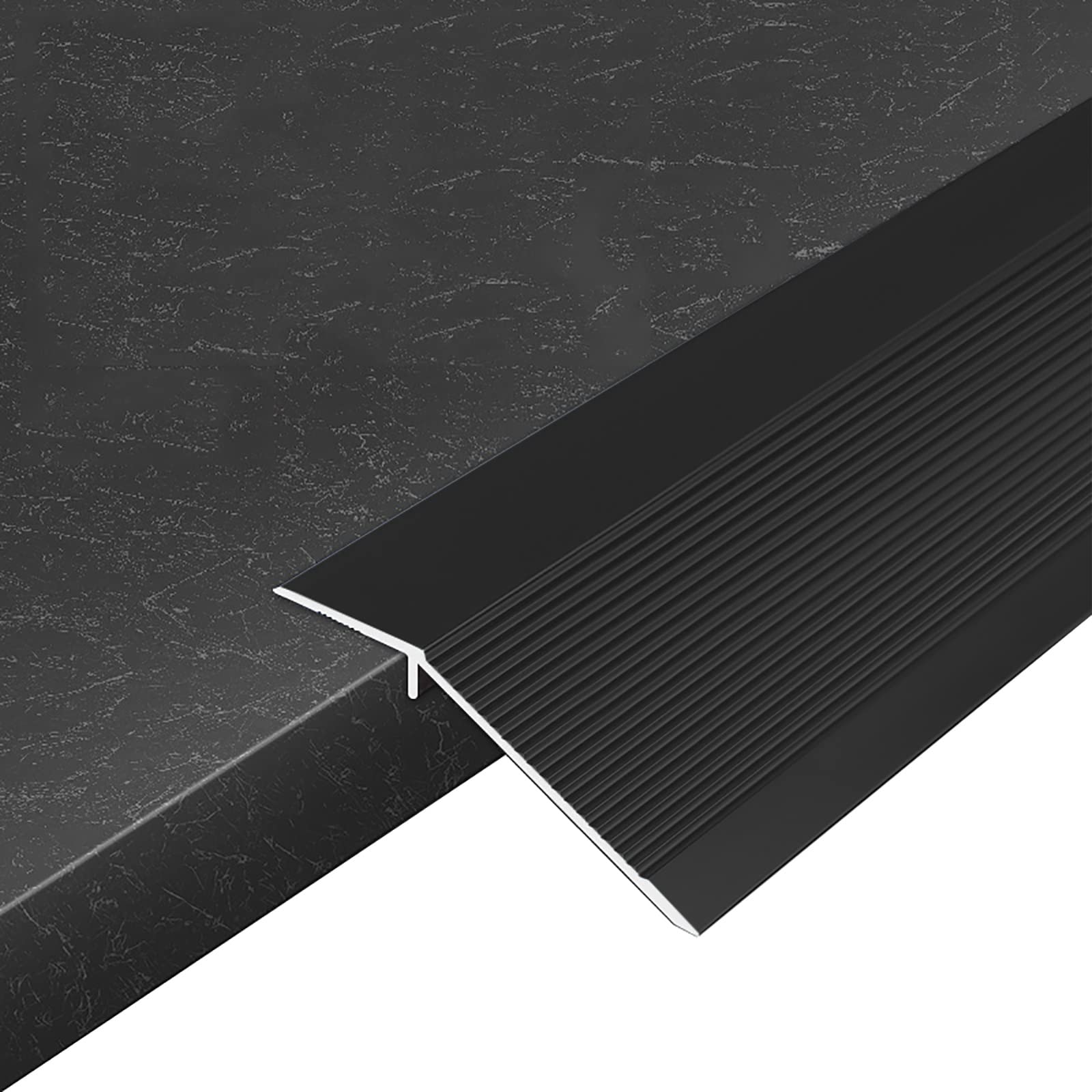 Heavy Duty Low Thresholds Reducer Flute for Doorway Entry,Wood to Tile Floor Transition Strip Aluminium, 4cm Below Height Difference(Black,125cm/49.2in)